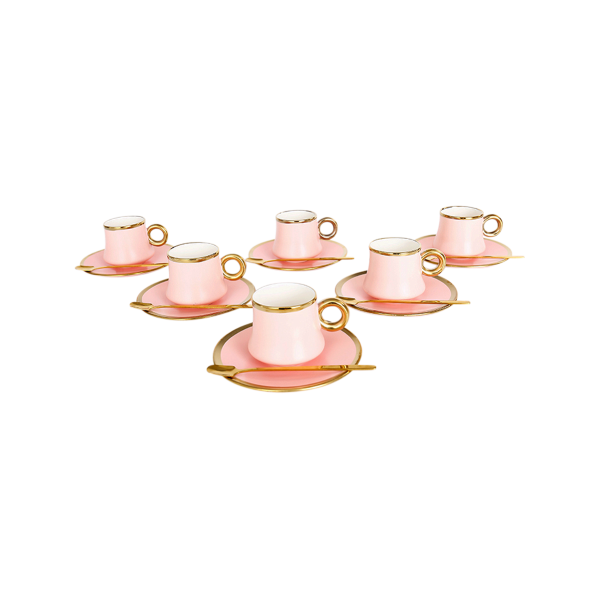 Bricard Tee-Espresso Set 24 teilig Rosa Gold inkl. Löffel und Untertasse