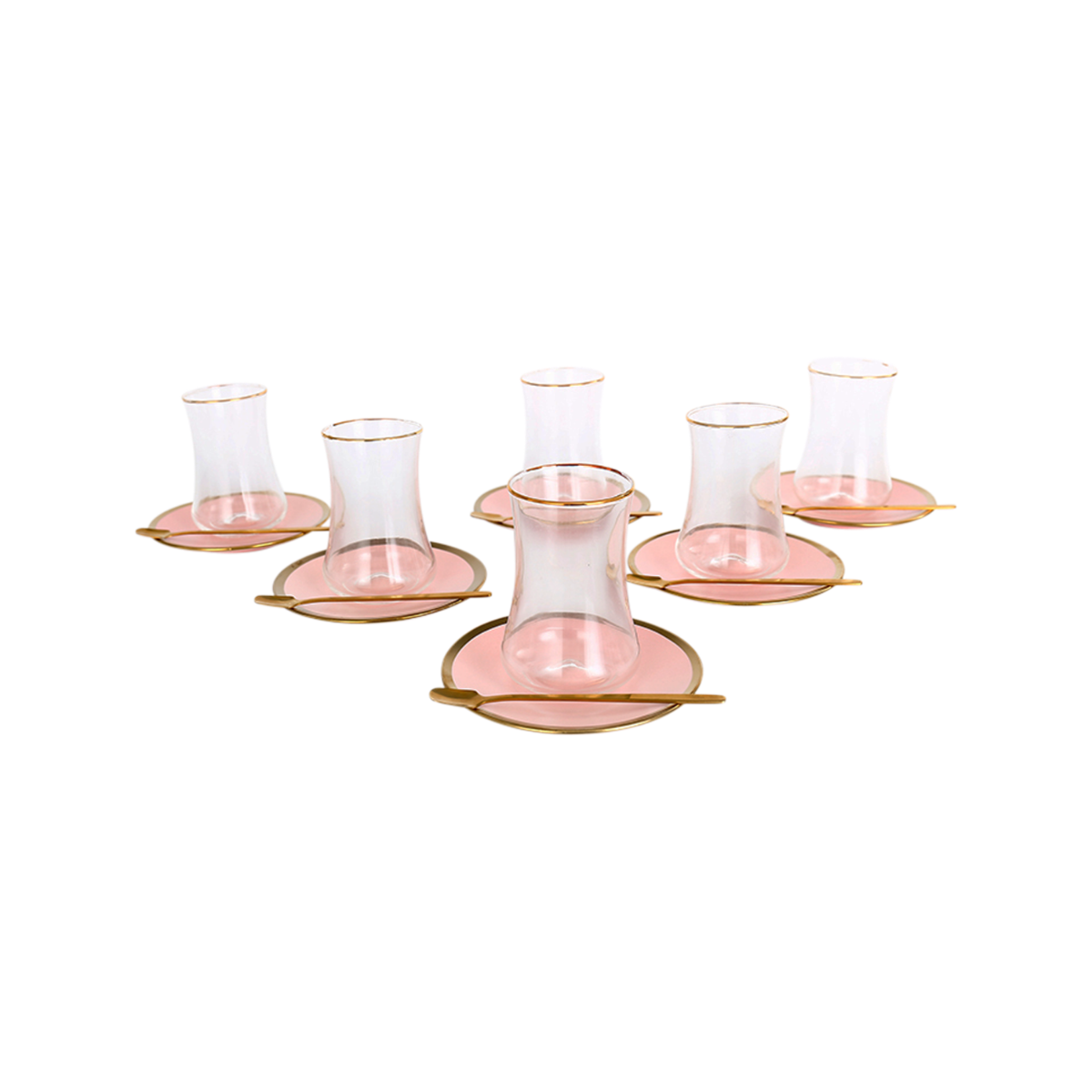 Bricard Tee-Espresso Set 24 teilig Rosa Gold inkl. Löffel und Untertasse
