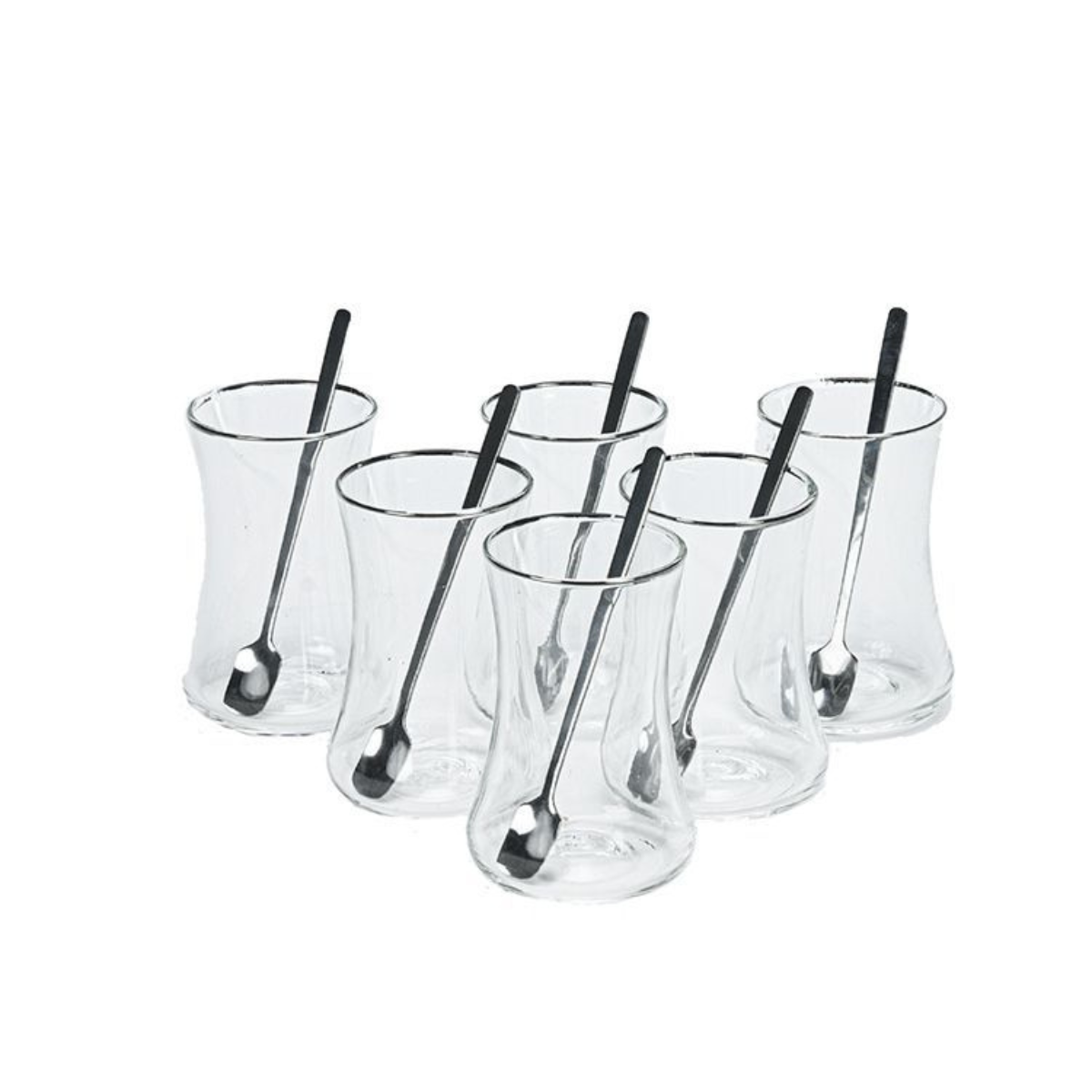 Bricard Tee-Espresso Set 24 teilig Weiß Silber inkl. Löffel und Untertasse