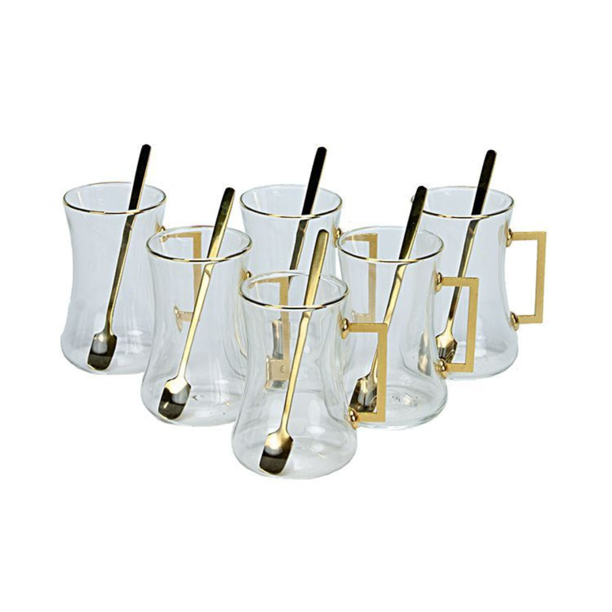 Bricard Tee-Espresso Set 24 teilig Grau Gold inkl. Löffel und Untertasse