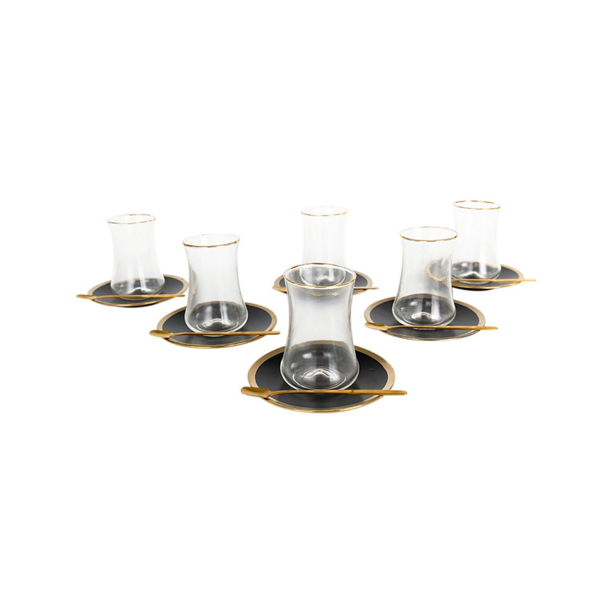 Bricard Tee-Espresso Set 24 teilig Grau Gold inkl. Löffel und Untertasse