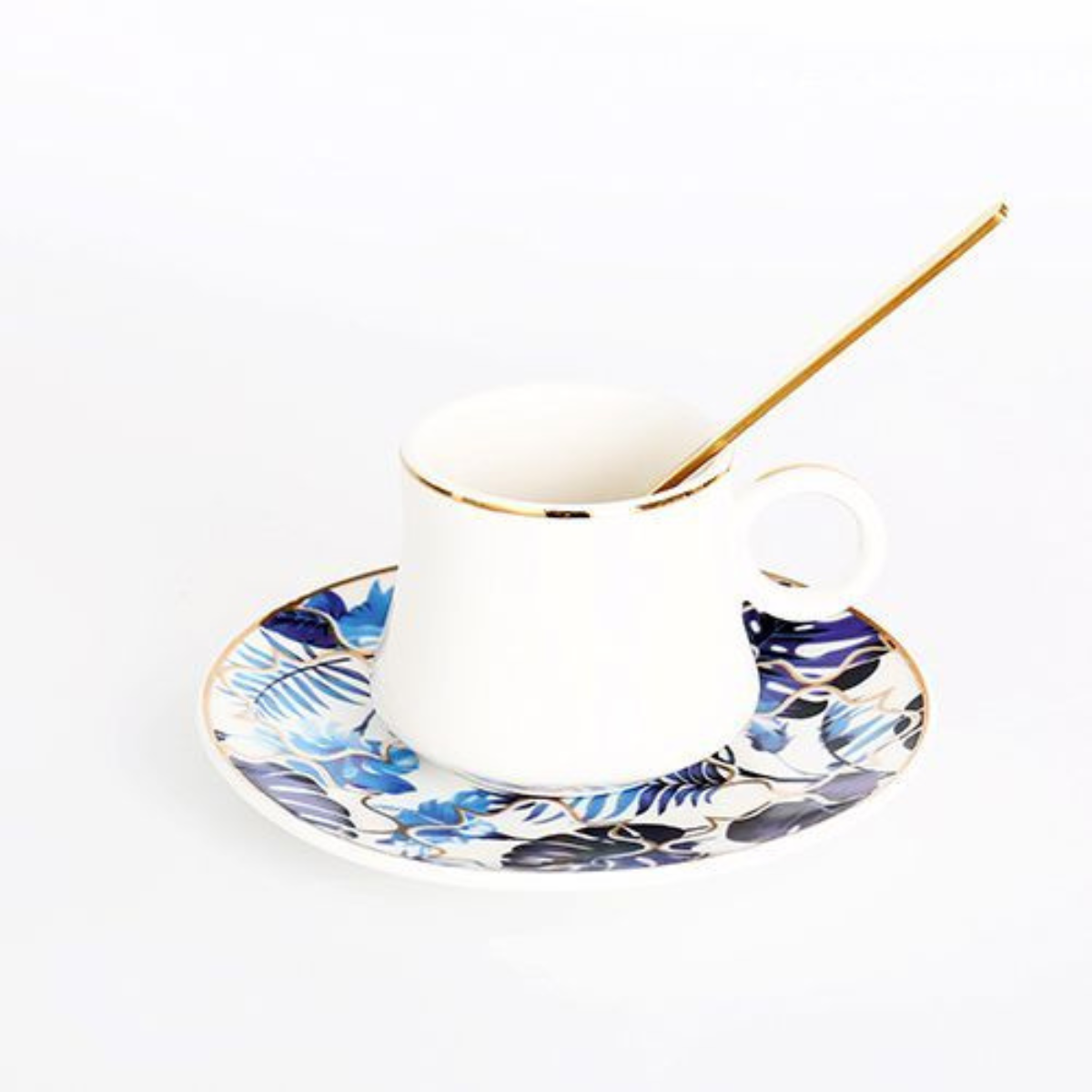 Bricard Tee-Espresso Set 24 teilig Blau Gold inkl. Löffel und Untertasse