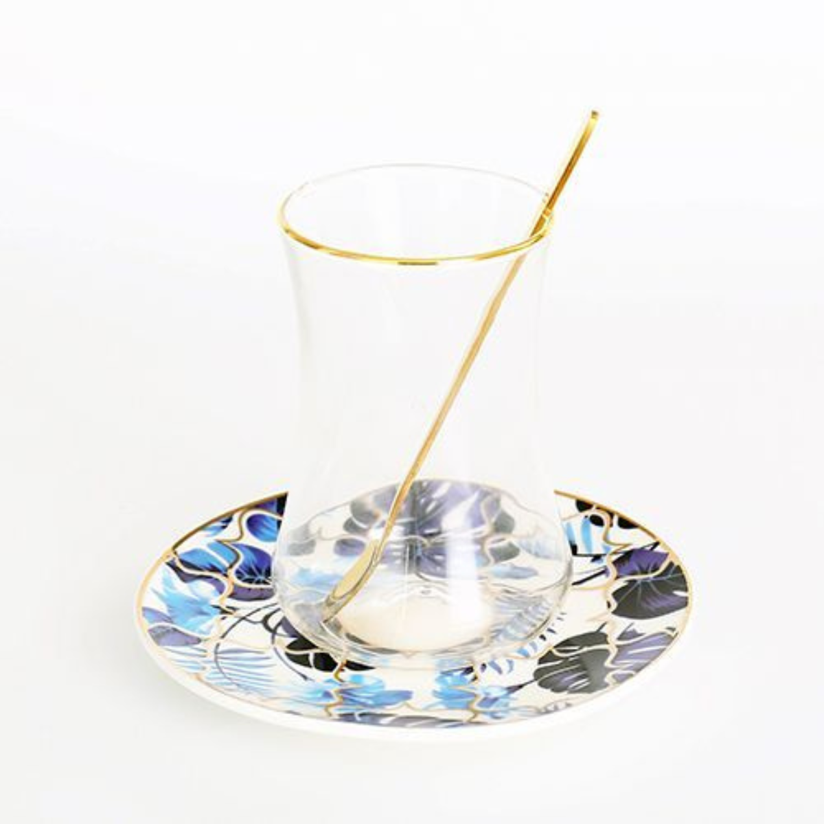 Bricard Tee-Espresso Set 24 teilig Blau Gold inkl. Löffel und Untertasse
