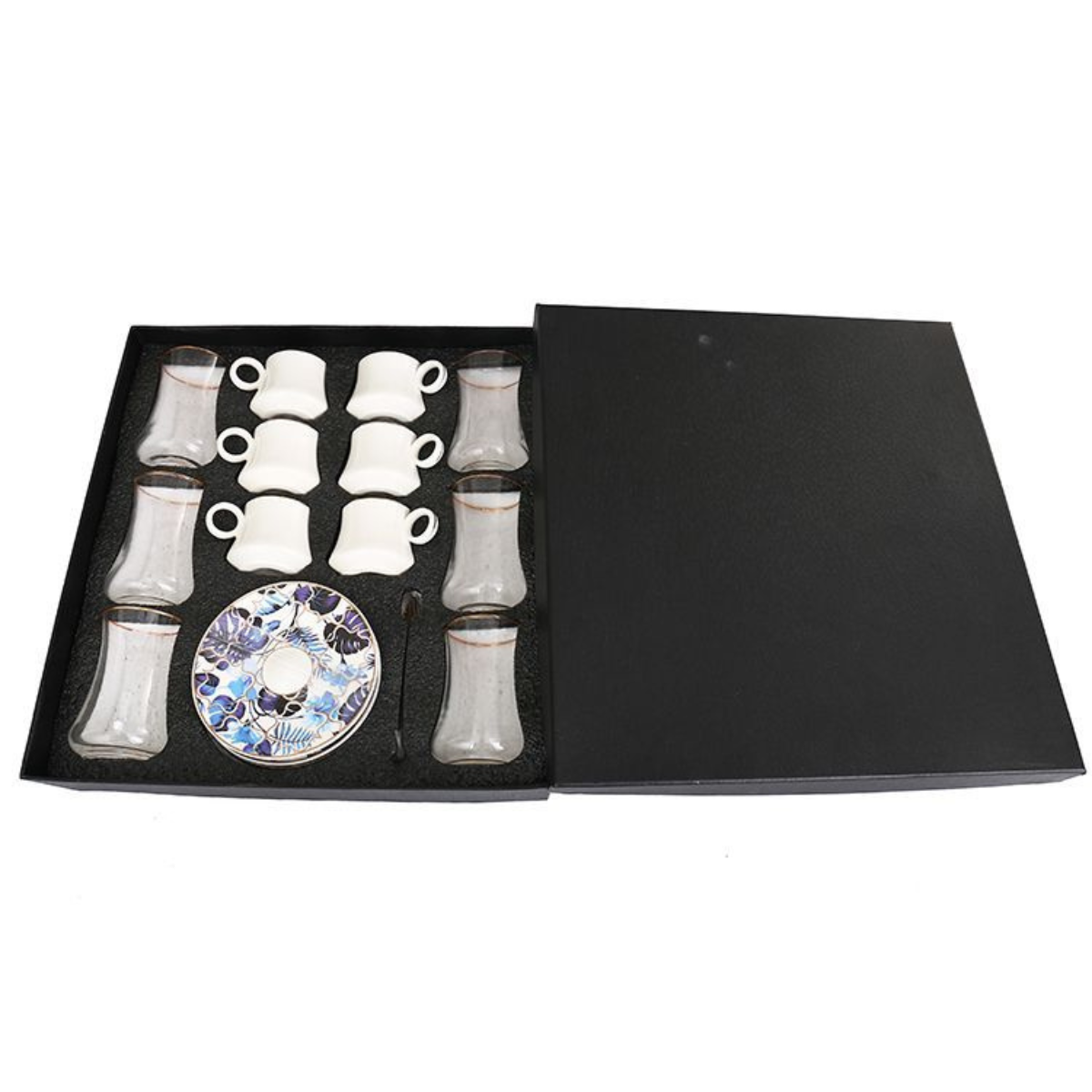 Bricard Tee-Espresso Set 24 teilig Blau Gold inkl. Löffel und Untertasse