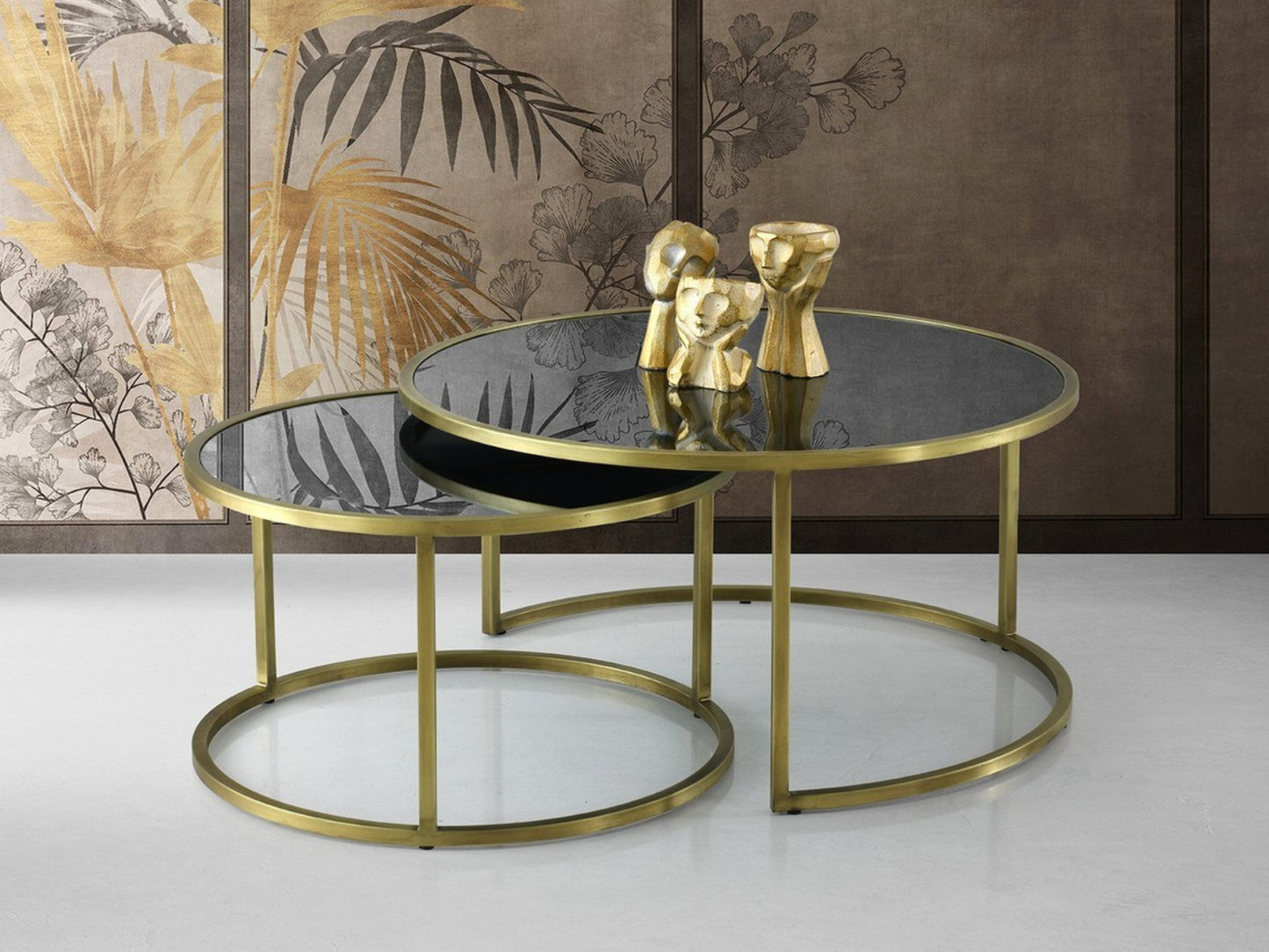 2er Set Couchtisch LOIS Glas gold oder silber