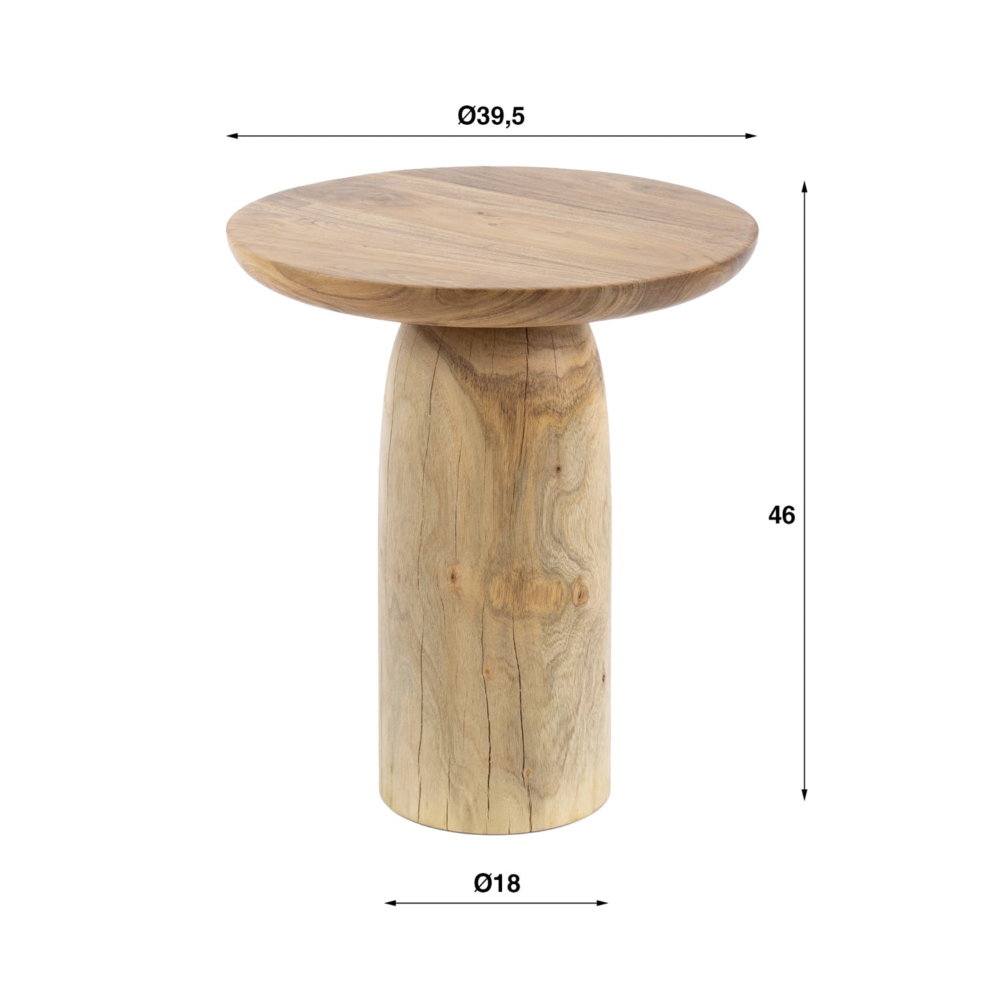 Beistelltisch RIVER SOLID Skulpturaler Massivholz-Tisch aus Akazie in organischer Form 46 cm