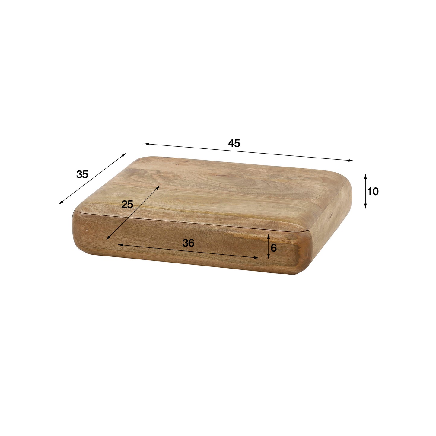 Nachttisch SLEEK SAND Schwebende Nachtkonsole aus Mangoholz im Soft-Edge-Design 45 cm