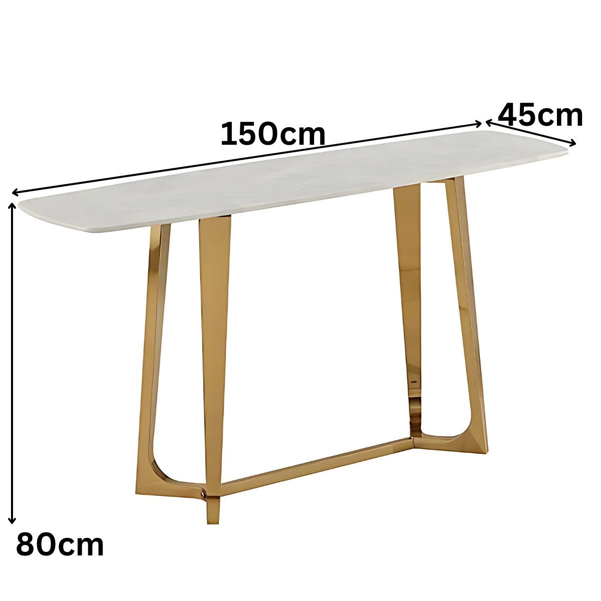 Ablagetisch Bari mit weißer Tischplatte in Marmoroptik 150cm