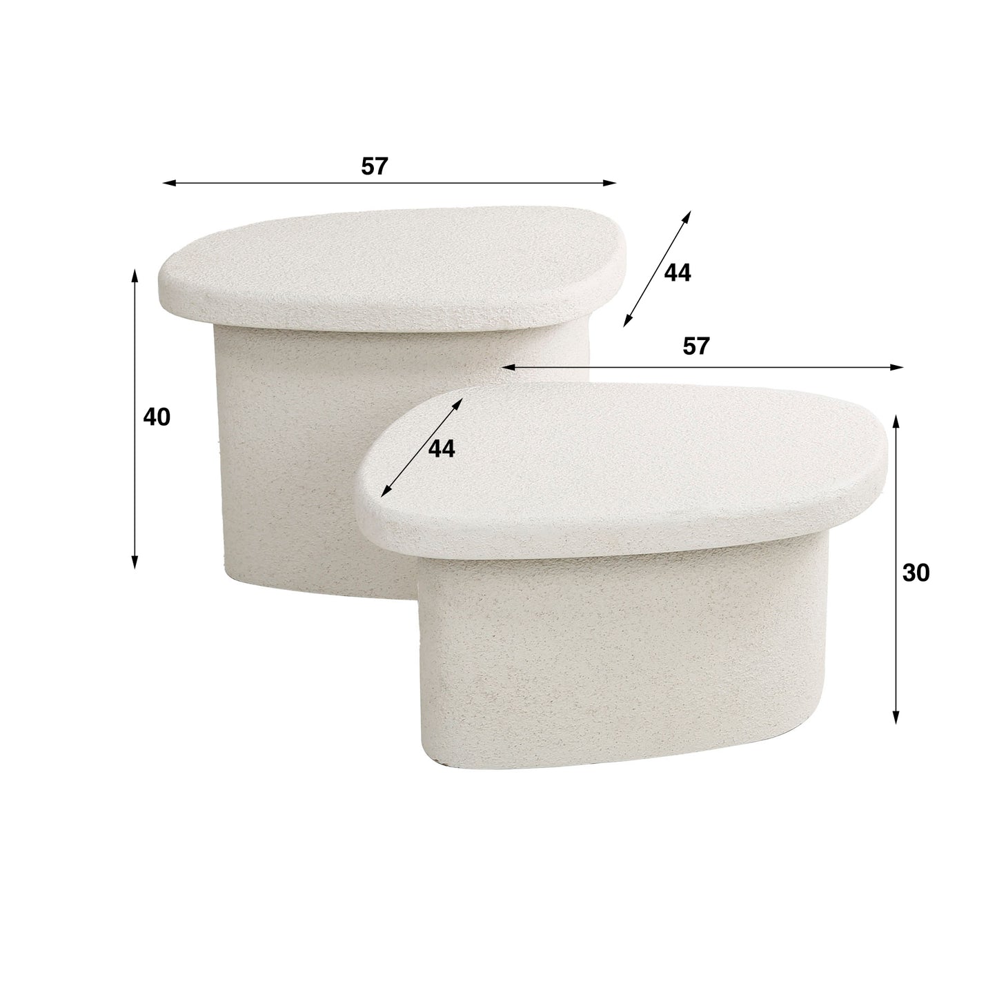 Couchtisch-Set STONE ORGANICO 2-teilige Kiesel-Satztische aus Marmor-Verbundstoff
