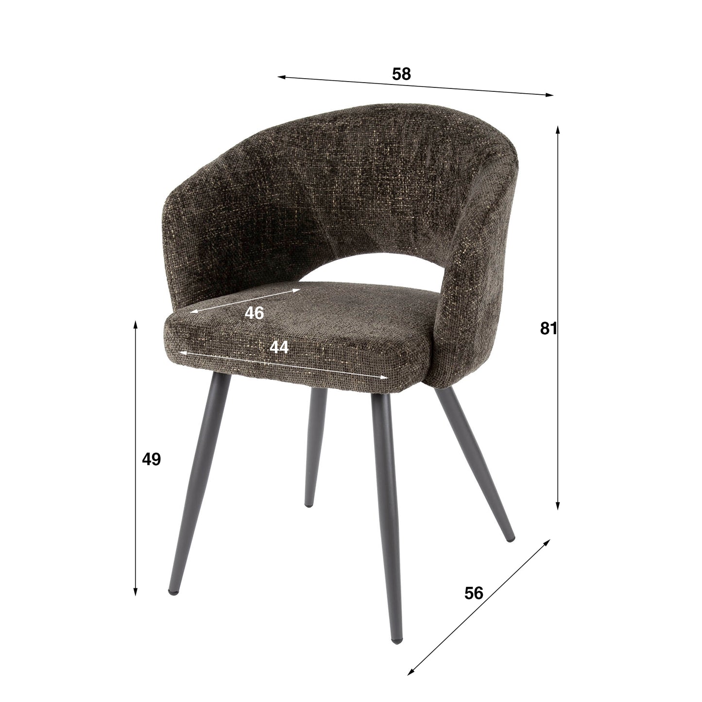 Esszimmerstuhl SALON ELEGANCE Runder Armlehnstuhl mit Cut-Out-Design Braun