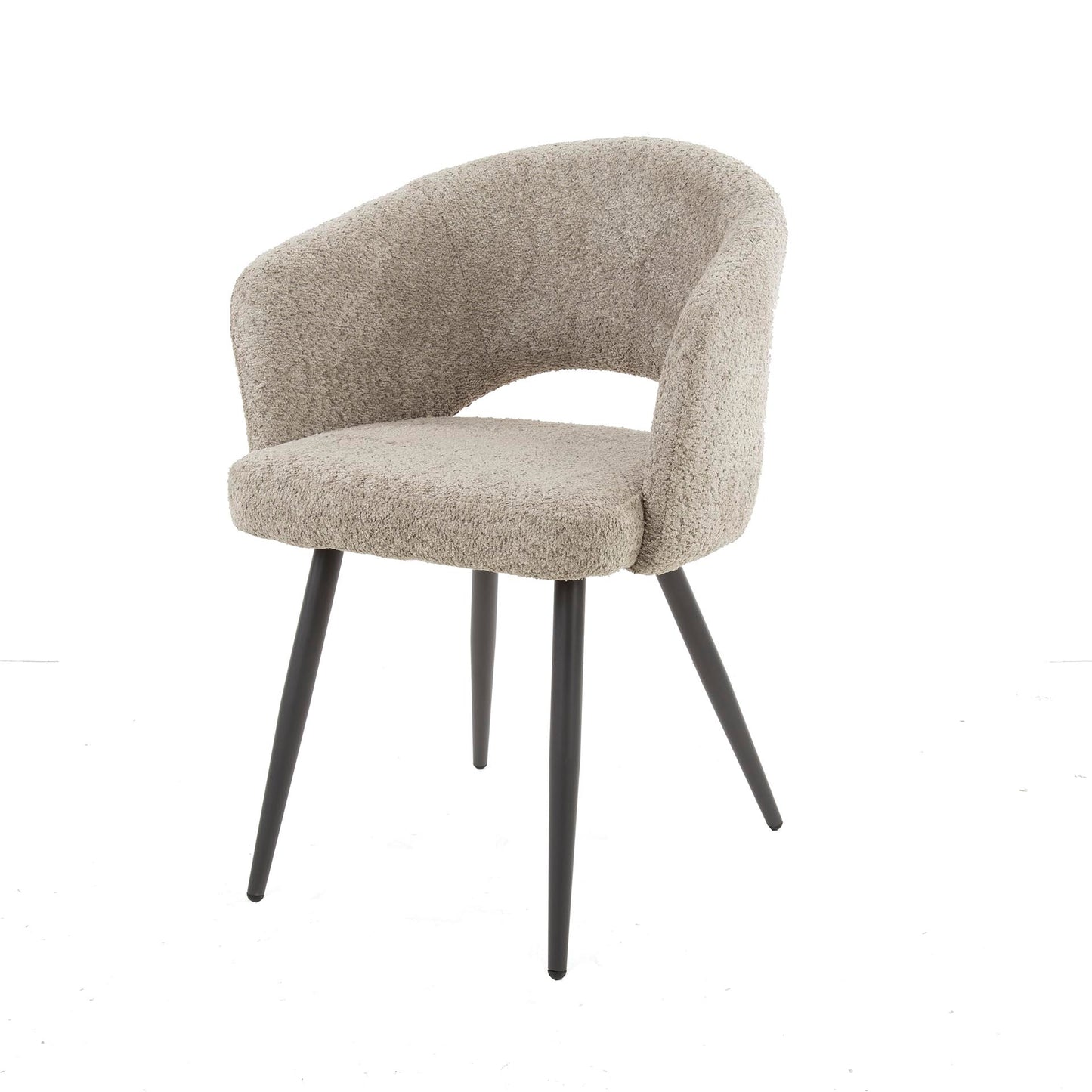 Esszimmerstuhl SALON ELEGANCE Runder Armlehnstuhl mit Cut-Out-Design & Bouclé-Bezug