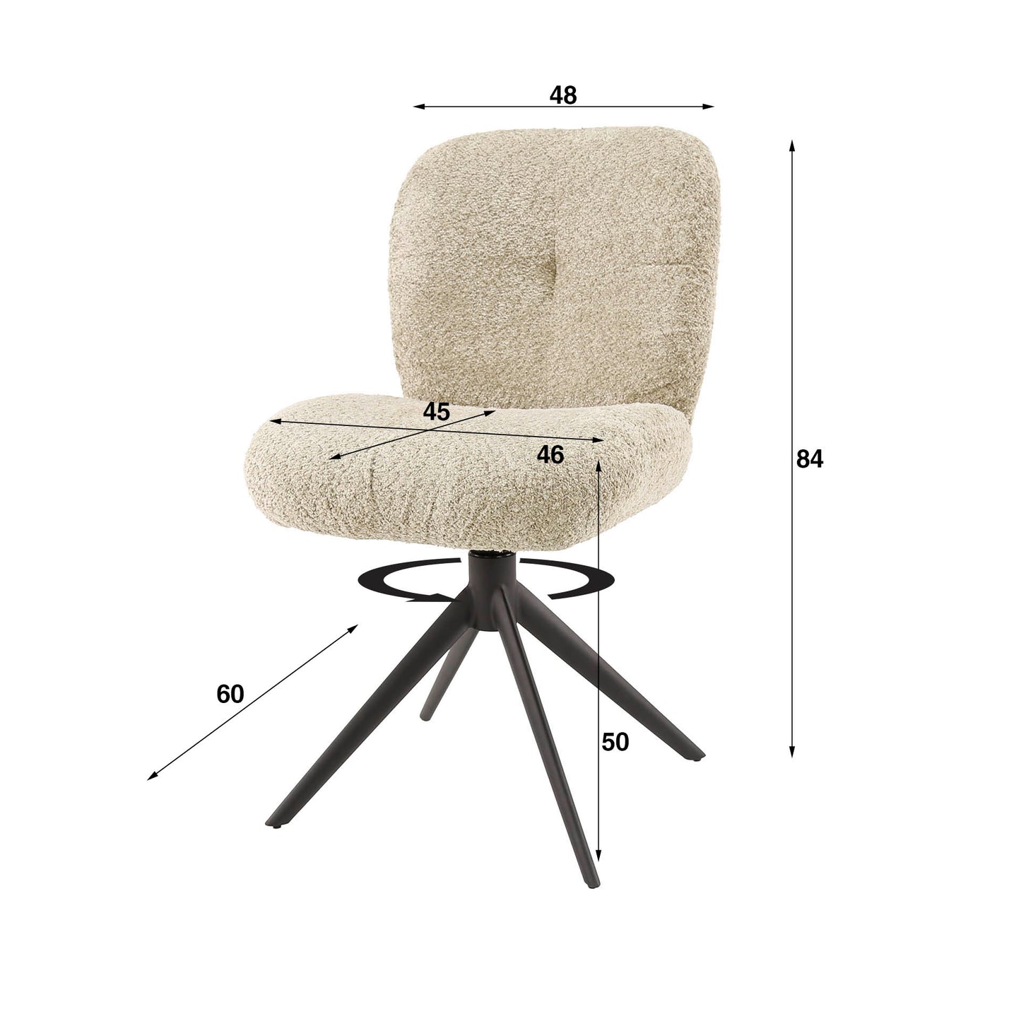 Esszimmerstuhl Esszimmerstuhl COMFORT SWIVEL Drehbarer Bouclé-Stuhl
