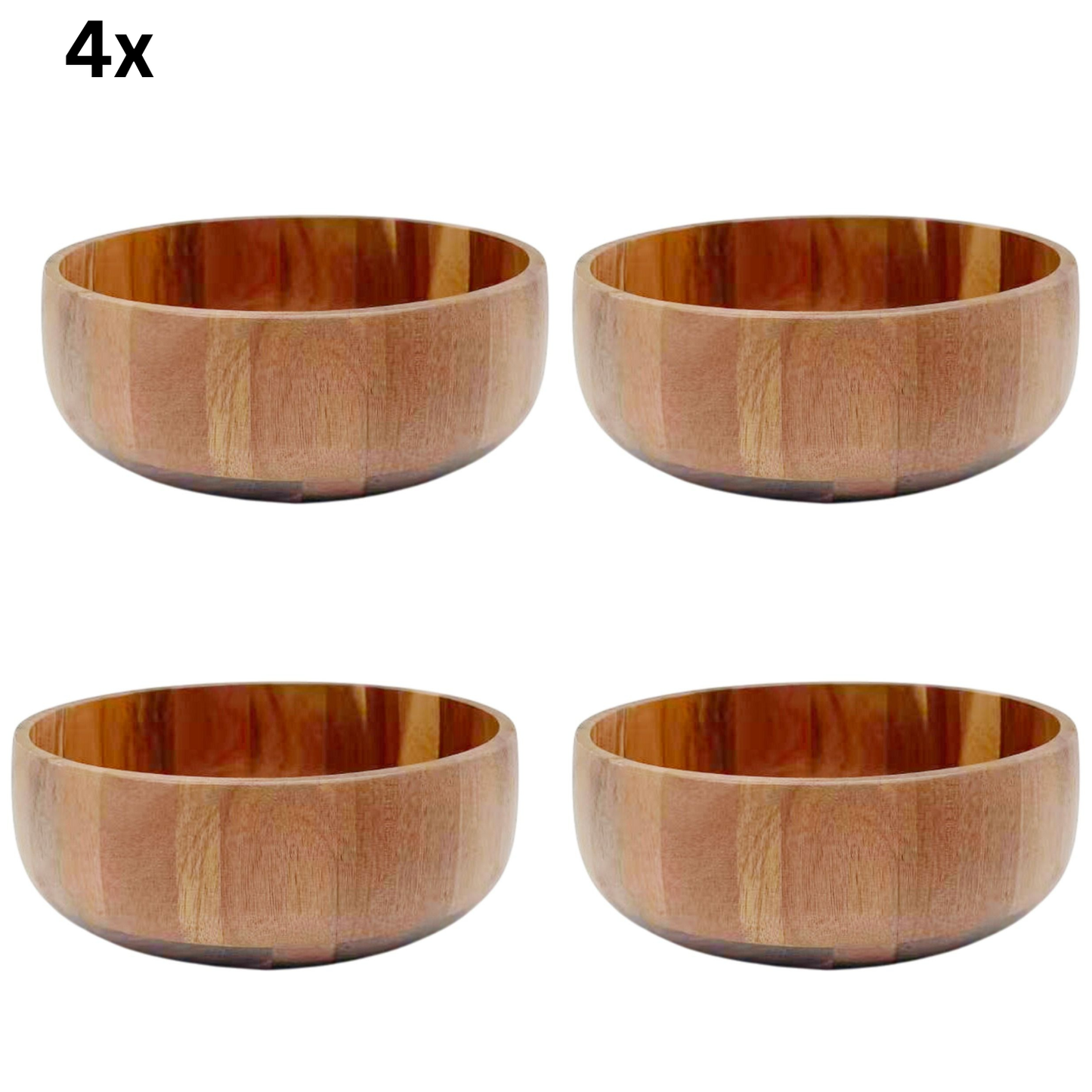 Servierschüssel Mittlere Massivholz-Schale in Block-Optik Akazie Holz Ø 18 cm