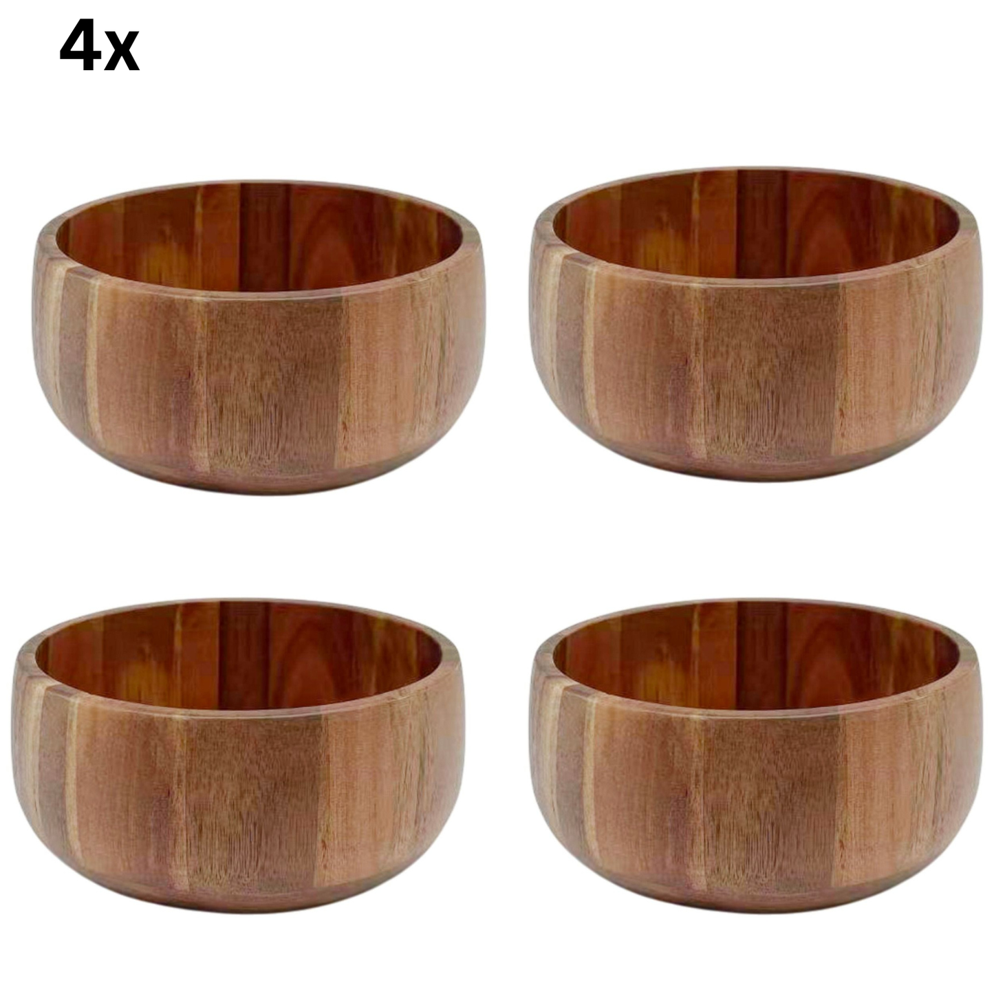 Servierschüssel Kleine Massivholz-Schale in Block-Optik Akazie Holz Ø 14 cm