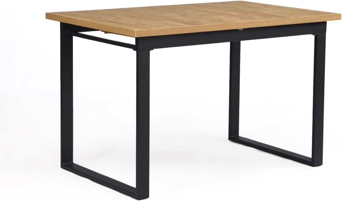 Esstisch Silas | ausziehbar 120-160 x80 cm 4-6 Personen Küchentisch Holztisch mit Kufen Gestell schwarz Esszimmer skandinavisch Industrial Design