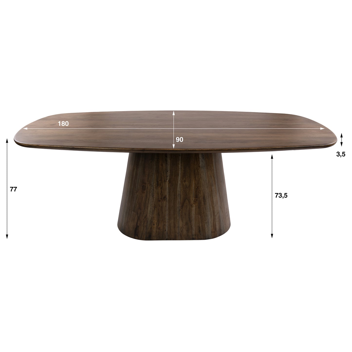 Esstisch ONDA Massivholz-Tisch in Dänisch Oval mit Säulenfuß Akazie 180cm