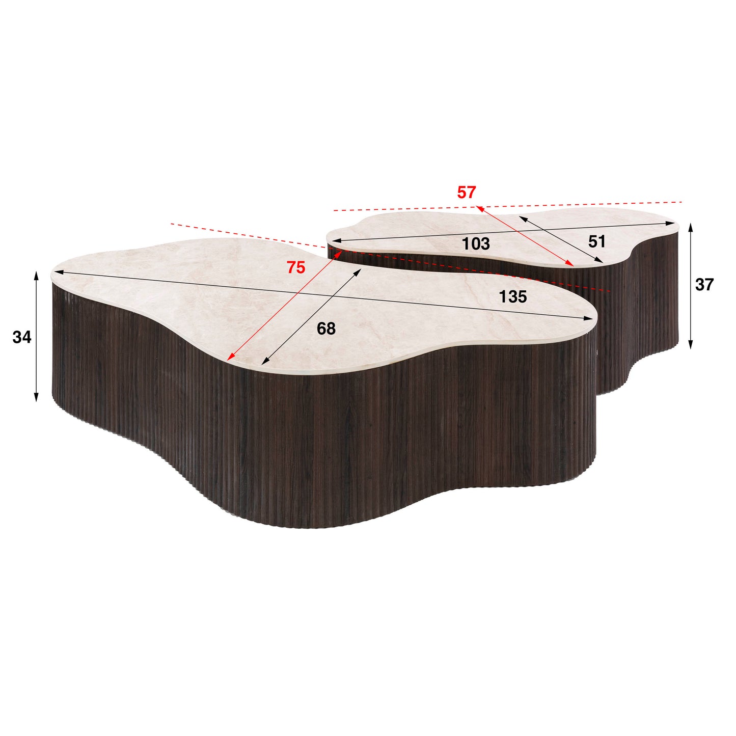 Couchtisch Set CERAMO GRANDE 2-teilige XXL-Loungetische im Monolith-Design