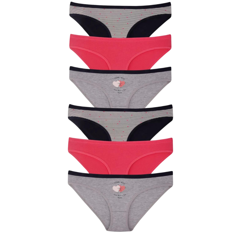 Brazilian Slips 6er Set Unterhosen Damen Baumwoll Panty Unterwäsche Frauen S/M/L