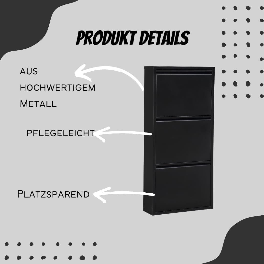 Schuhschrank Metall 3 Klappen Schuhkipper Schuhregal matt hochwertig Prod Fehler