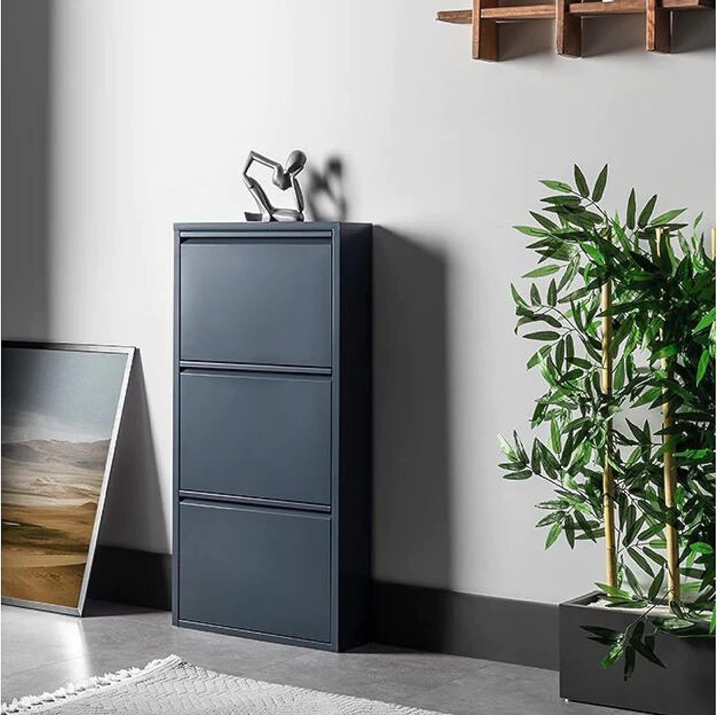 Schuhschrank Metall 3 Klappen Schuhkipper Schuhregal glanz schmal platzsparend