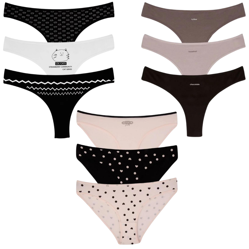 Brazilian Slips 6er Set Unterhosen Damen Baumwoll Panty Unterwäsche Frauen S/M/L