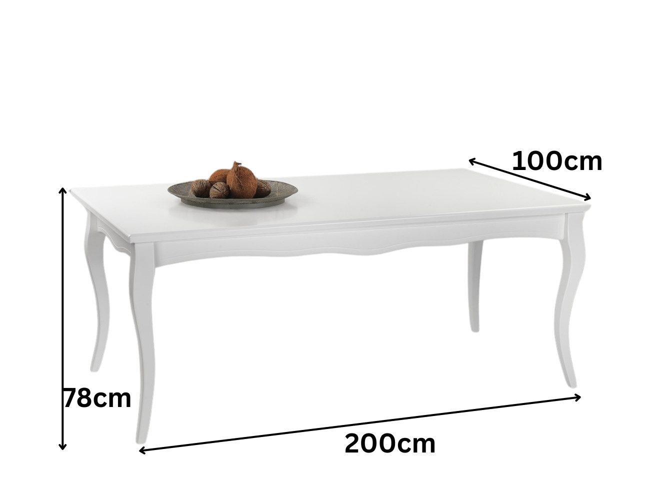 Couchtisch LUKENS in edlem Barockstil MDF Hochglanz 80/130/160/180 cm