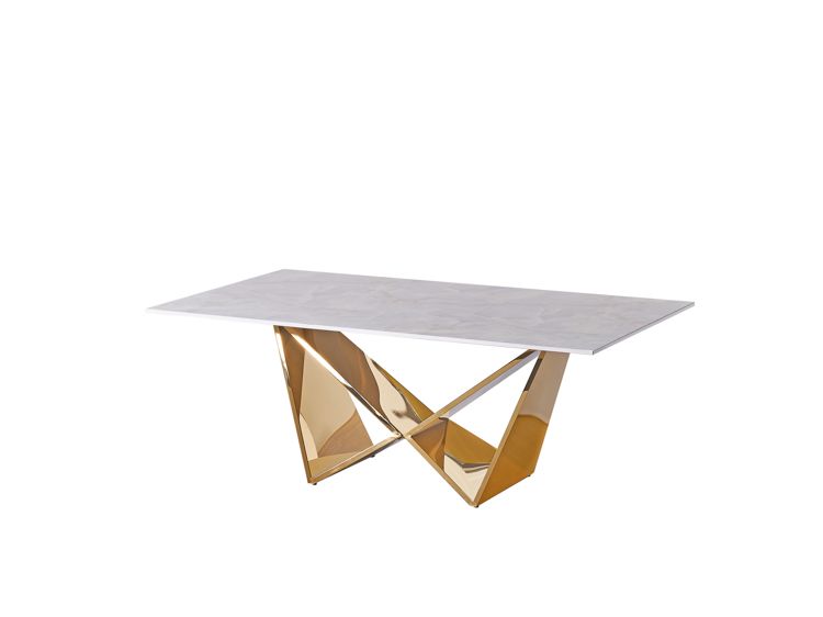 Edler Couchtisch in Marmor-Optik mit Edelstahlbeinen – 130 x 70 x 42 cm