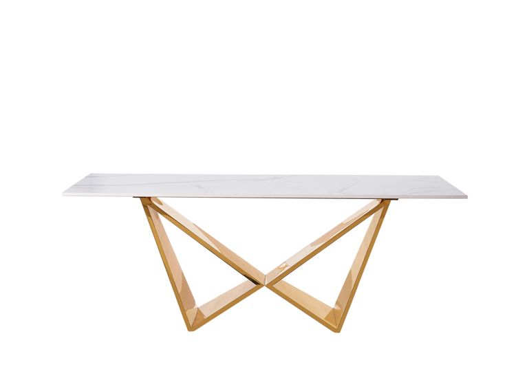 Edler Couchtisch in Marmor-Optik mit Edelstahlbeinen – 130 x 70 x 42 cm