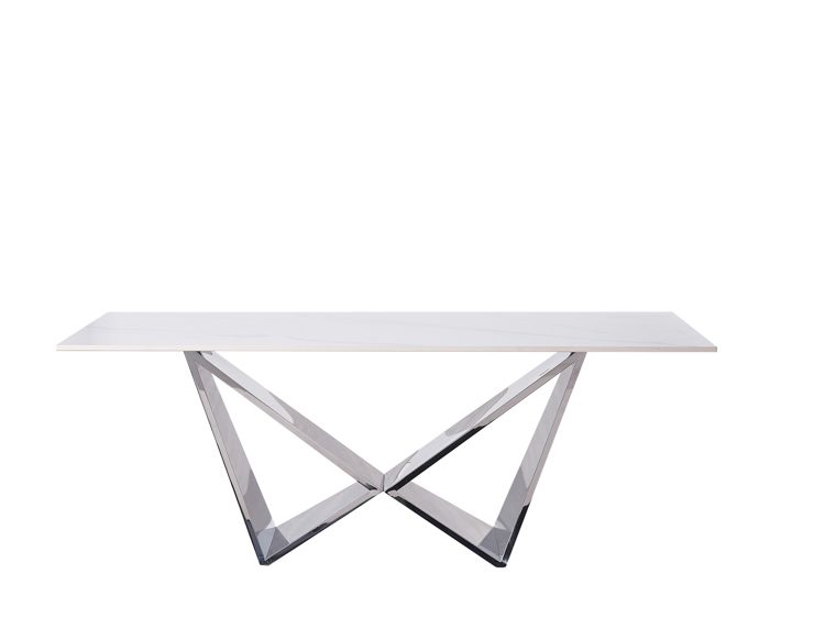Edler Couchtisch in Marmor-Optik mit Edelstahlbeinen – 130 x 70 x 42 cm