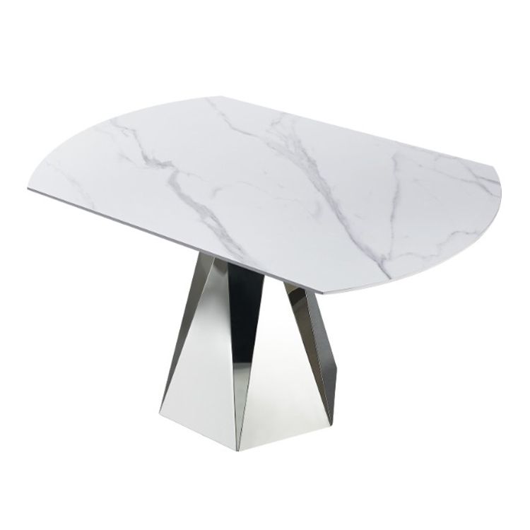 Moderner Esstisch aus Marmor – rund mit vergoldetem Edelstahlgestell 86/130 x 76 cm