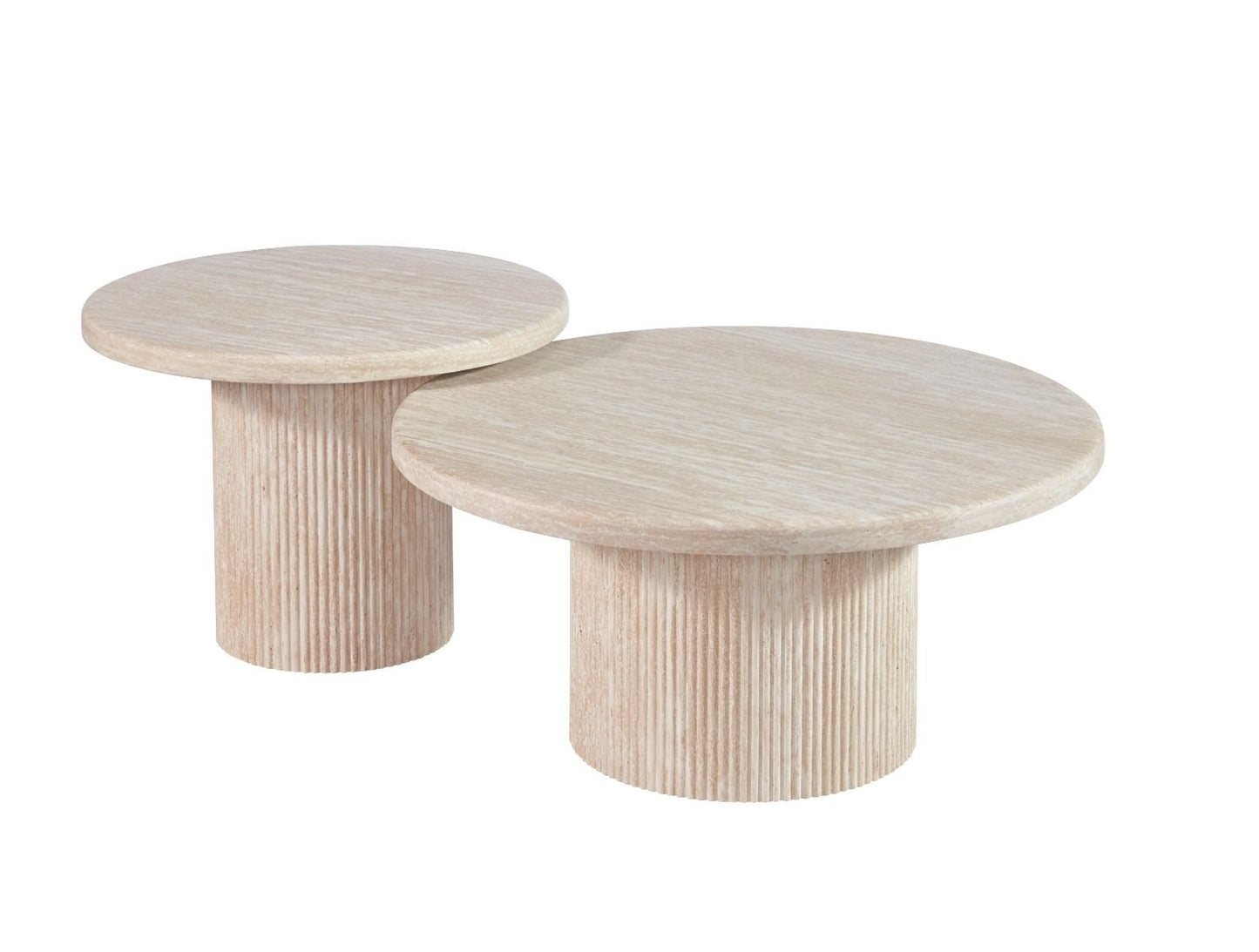 Couchtisch Paterno Travertin Tischplatte 2er-Set im edlen Säulenstil 80x38cm beige