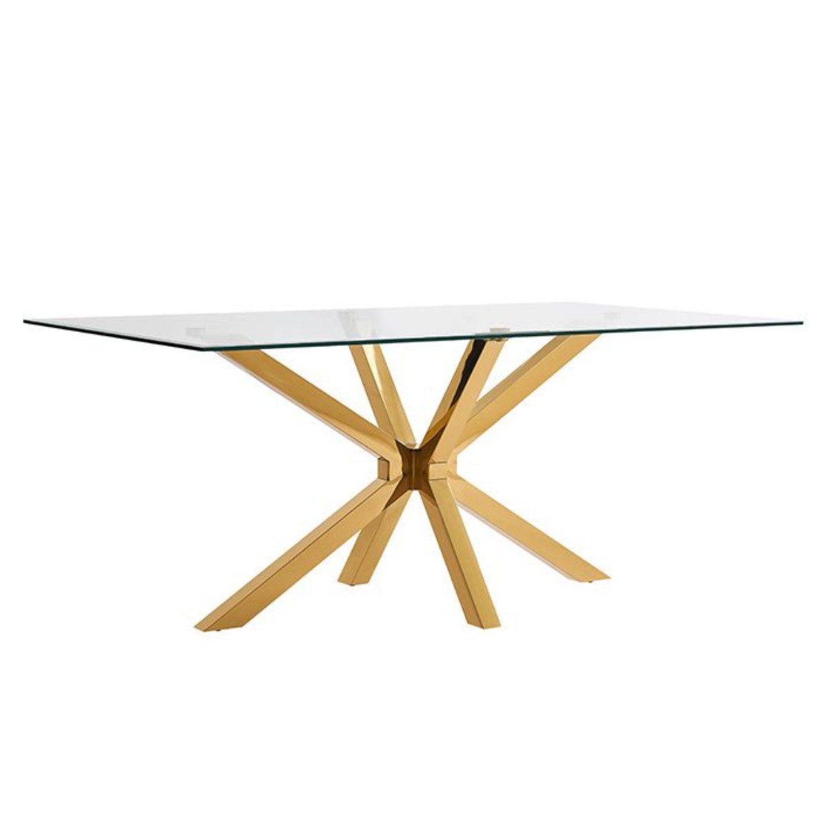 Esstisch Terni mit edlen Edelstahlbeinen Glas/Marmoroptik Tischplatte 180cm