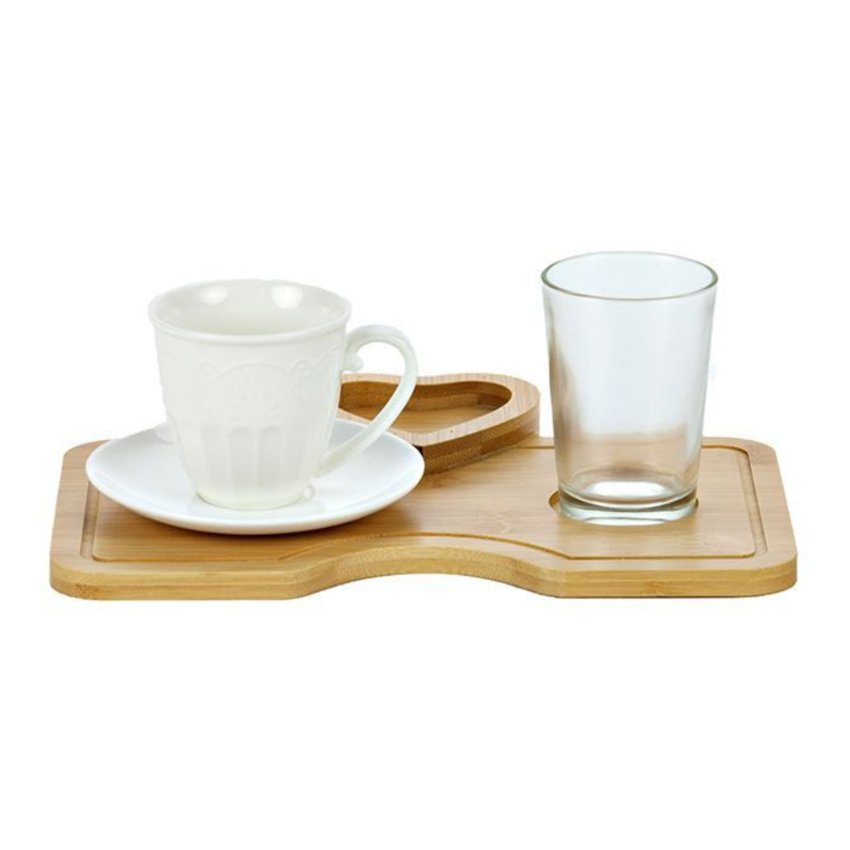 Bricard Espresso Set für 1 Person inkl. Untertasse und Holz-Tablett Weiß