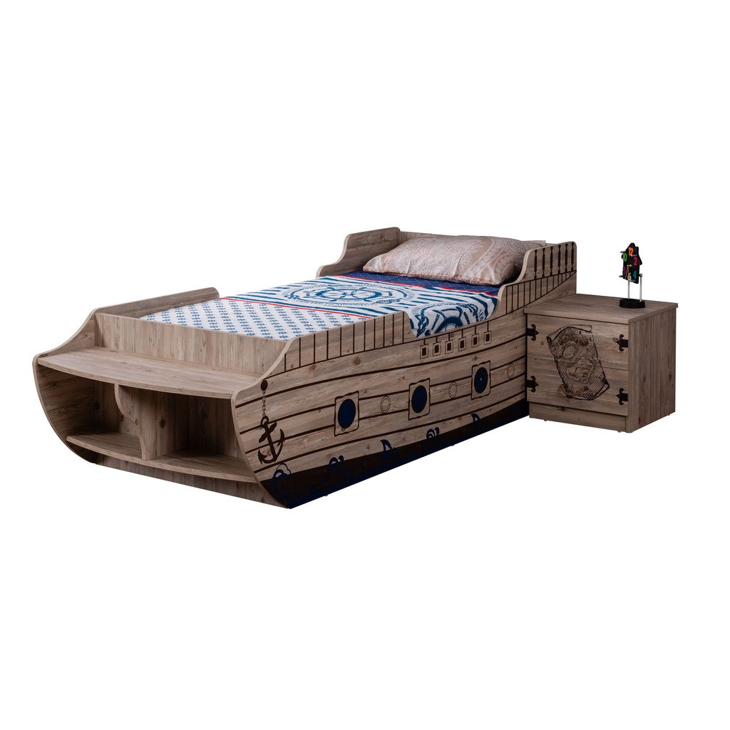 Kinderbett Matrosenbett CAPTAIN Schiffsform mit Stauraum