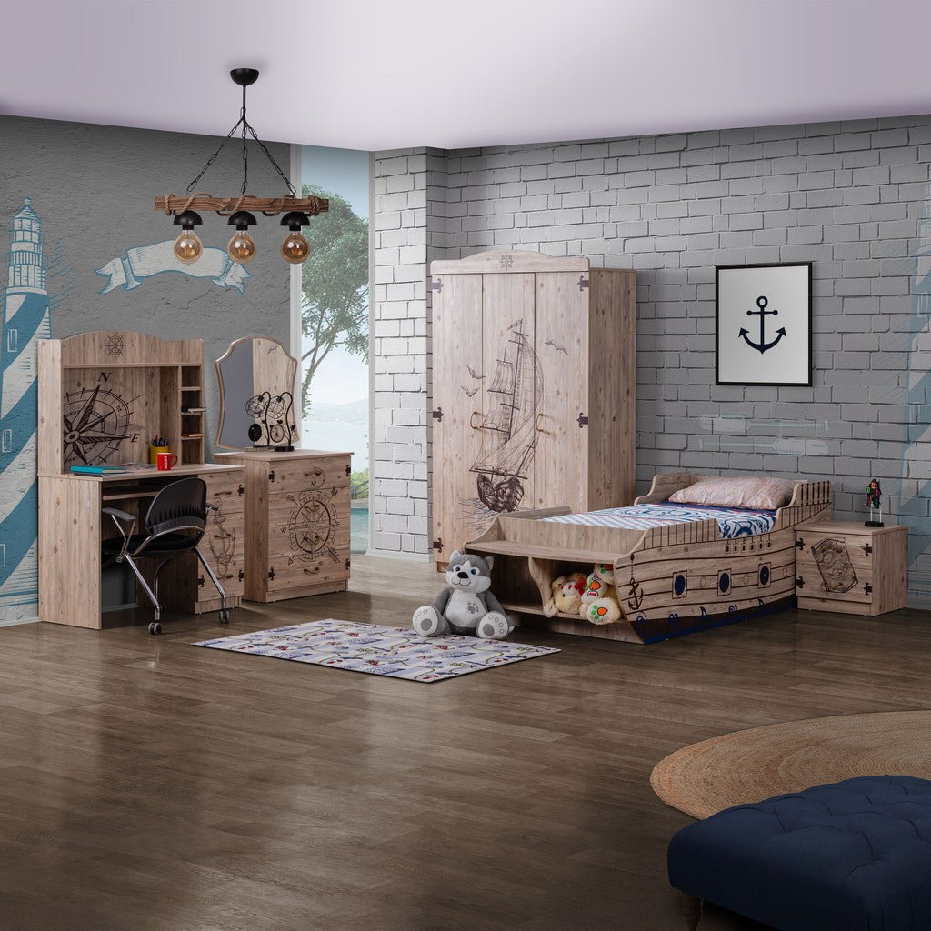 Kinderbett Matrosenbett CAPTAIN Schiffsform mit Stauraum