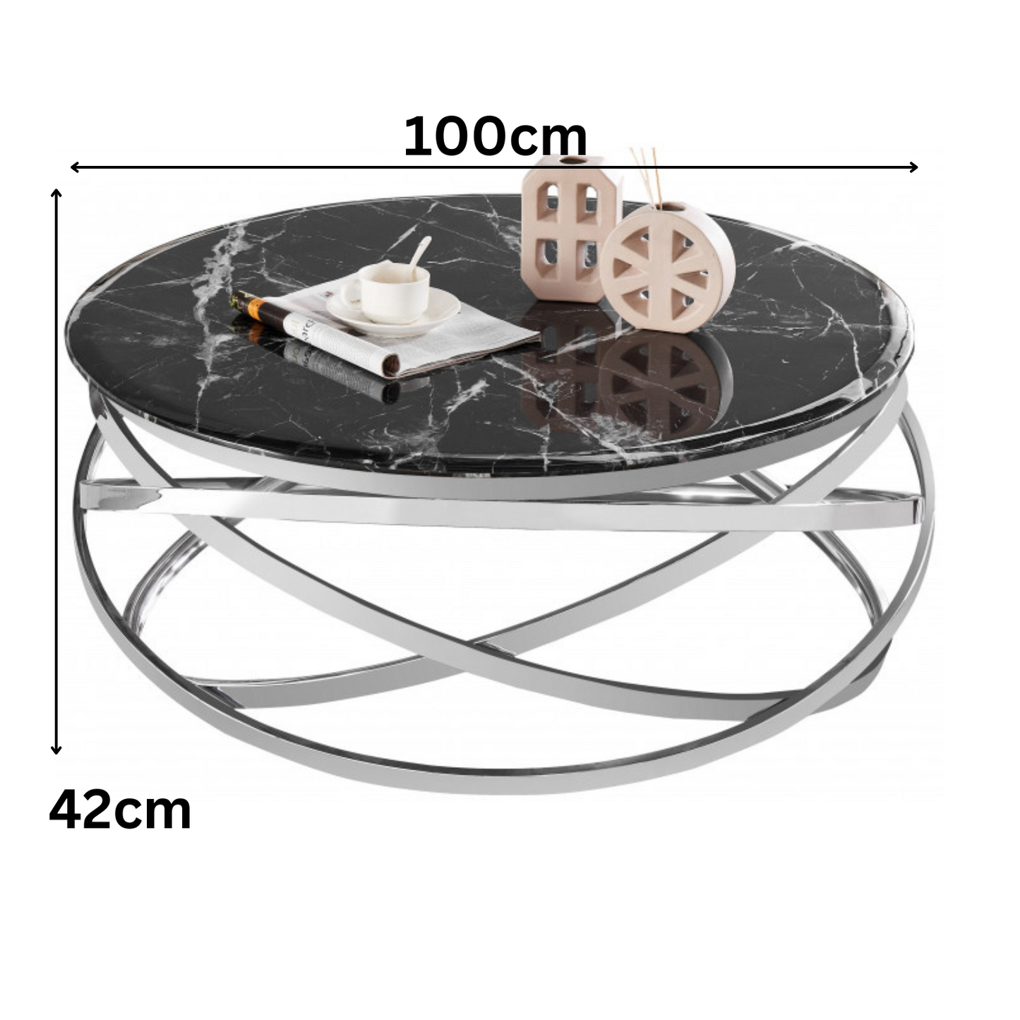 Couchtisch Beistelltisch aus Marmor mit vergoldetem Edelstahlbeinen im Spirallook Beistelltisch moderner Kaffeetisch Wohnzimmertisch 100x42cm