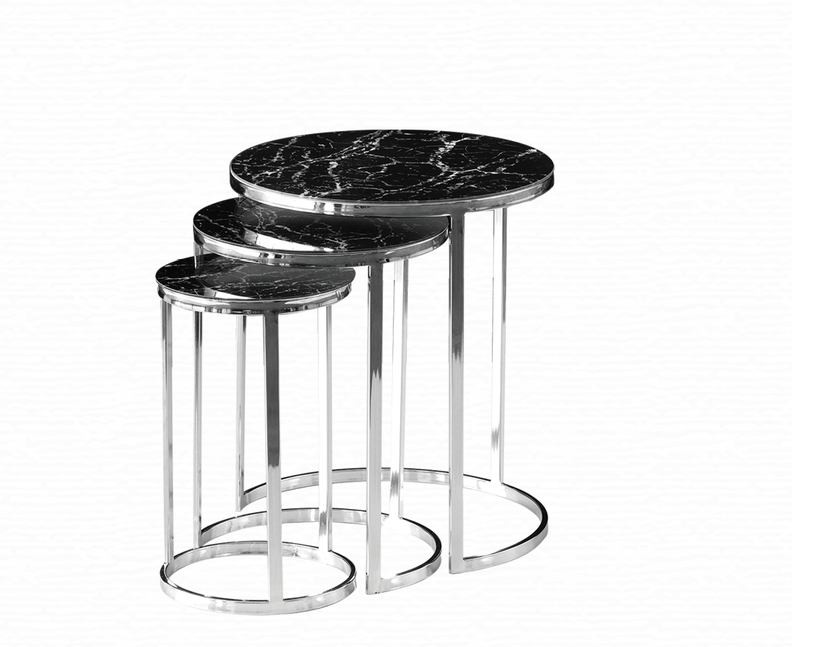 Beistelltische Couchtische DUNYA 3er Set Glas Mamor