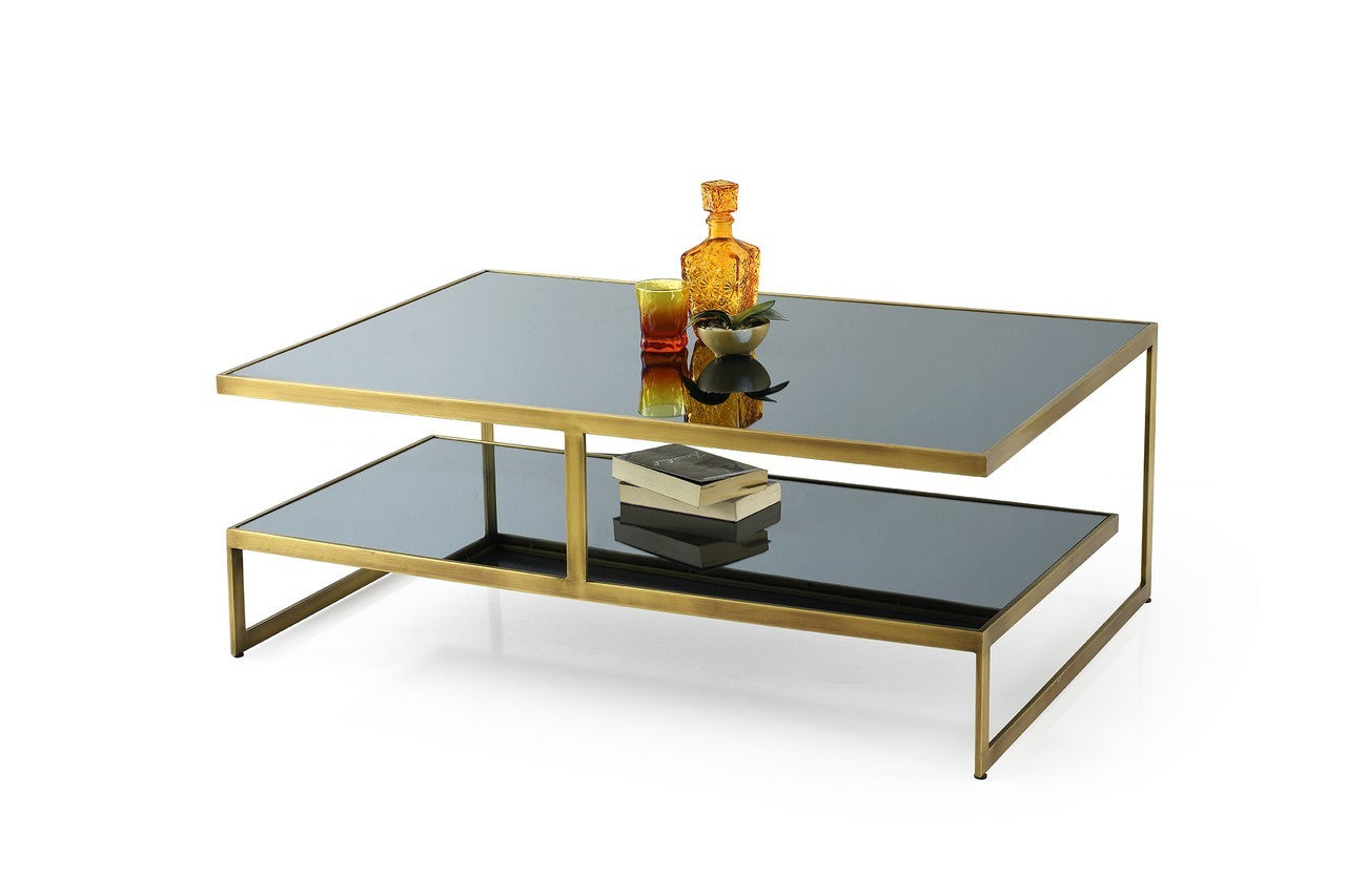 Couchtisch mit gehärteter Glasplatte in edlem Design (1-Tisch), 2 Ebenen 120x80x45cm