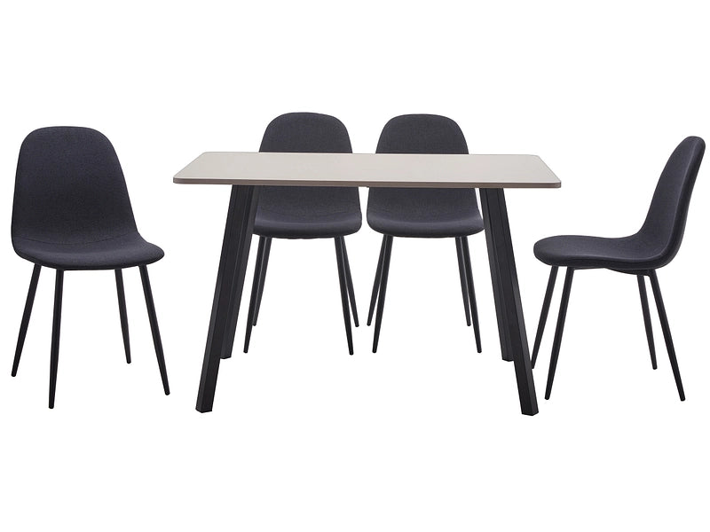 Essgruppe Set 5 Tlg. Inkl. Tisch weiß/schwarz 120x80cm