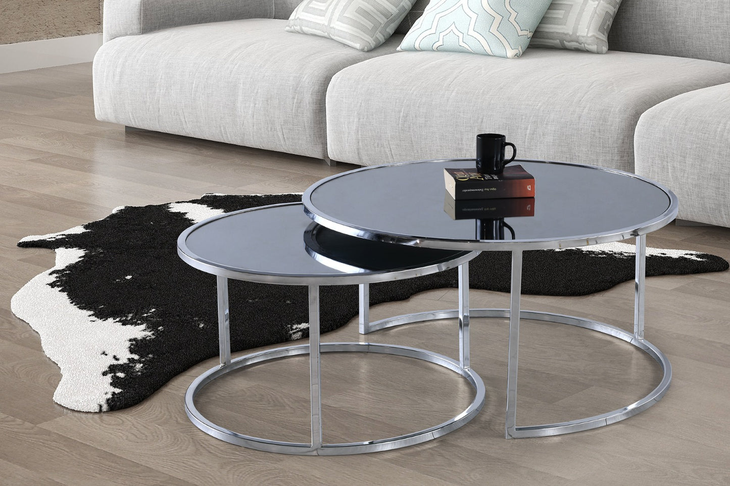 2er Set Couchtisch LOIS Glas gold oder silber