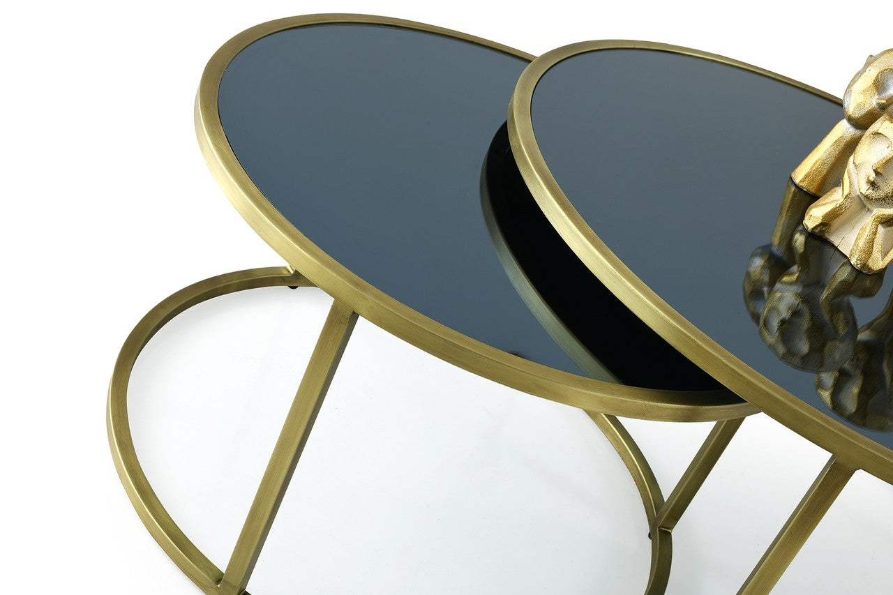 2er Set Couchtisch LOIS Glas gold oder silber