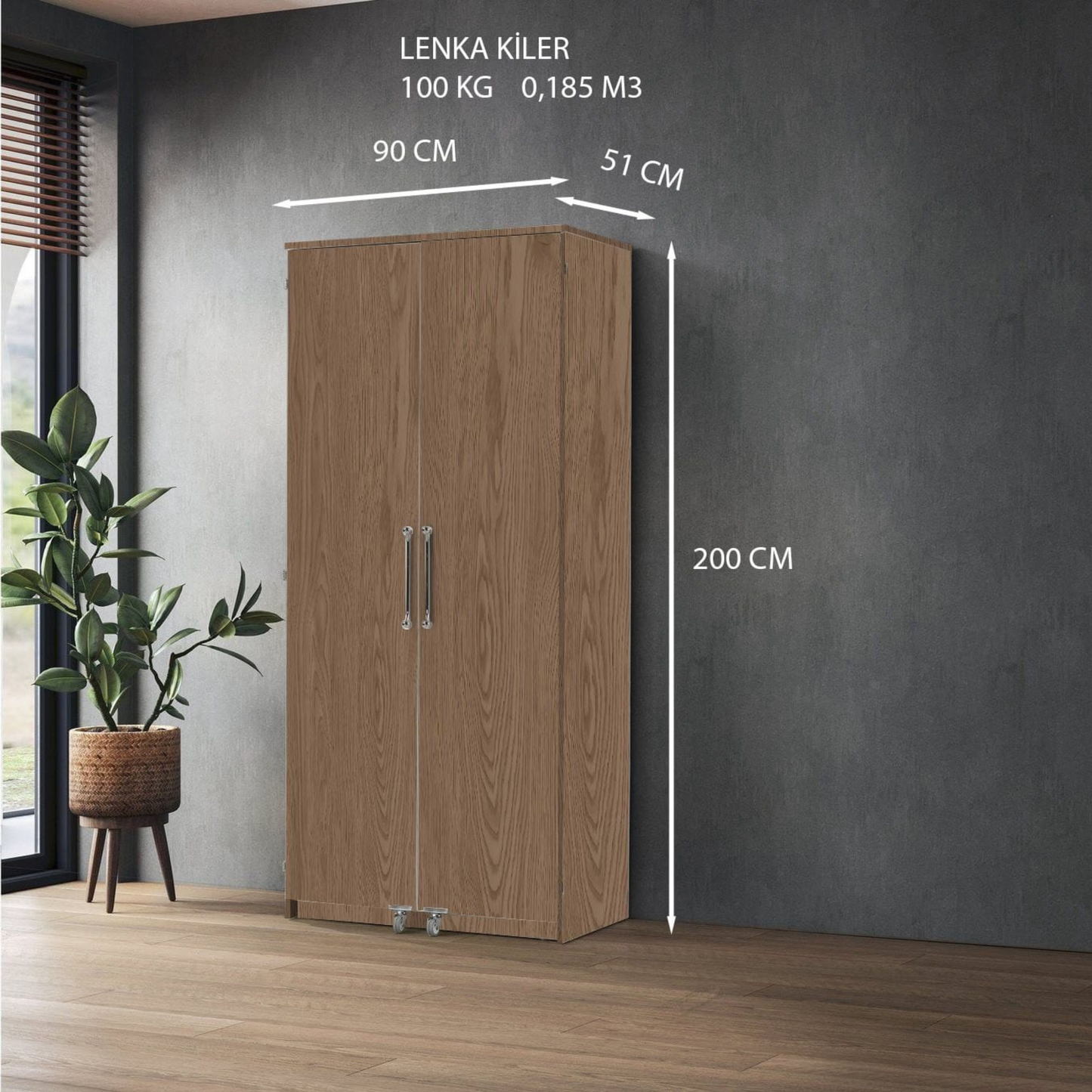 Vorratsschrank/ Buffetschrank LENKA Braun 90x51x200H CM