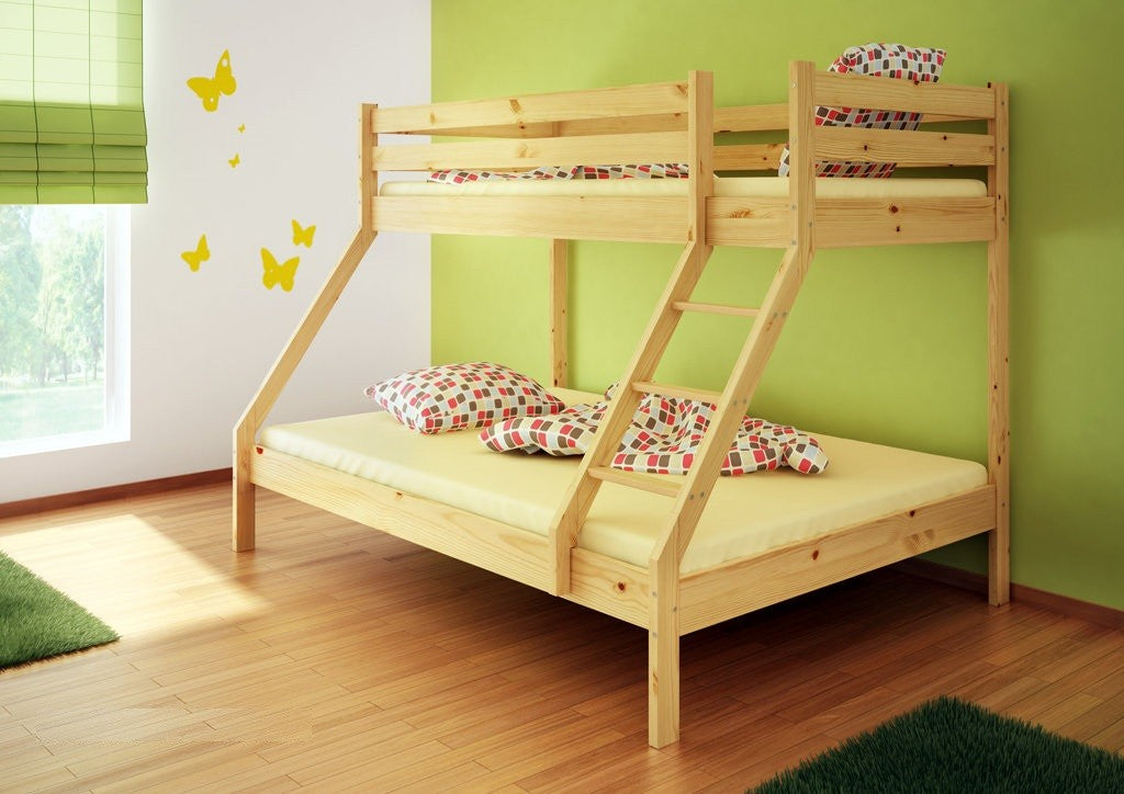 Kinderbett Etagenbett MIKE natürliche Farbe Kiefernholz