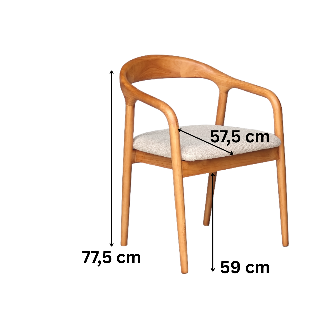 Sillvolle Esszimmerstuhl mit Armlehne mit gepolsterte Sitzfläche in Hellbraun