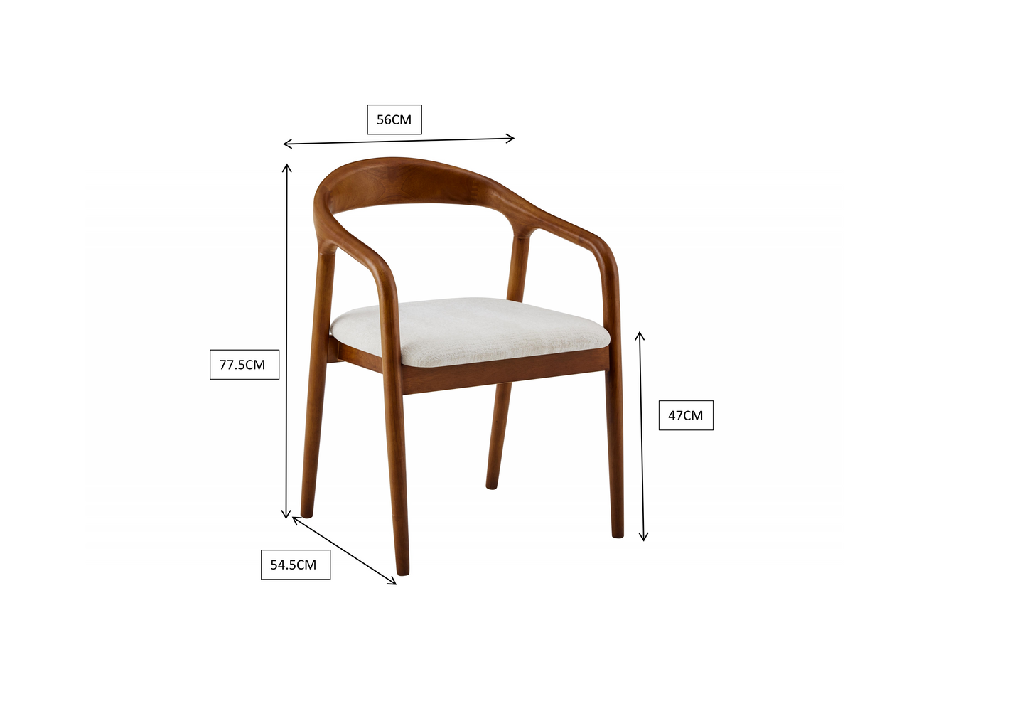 Sillvolle Esszimmerstuhl mit Armlehne mit gepolsterte Sitzfläche in Dunkelbraun