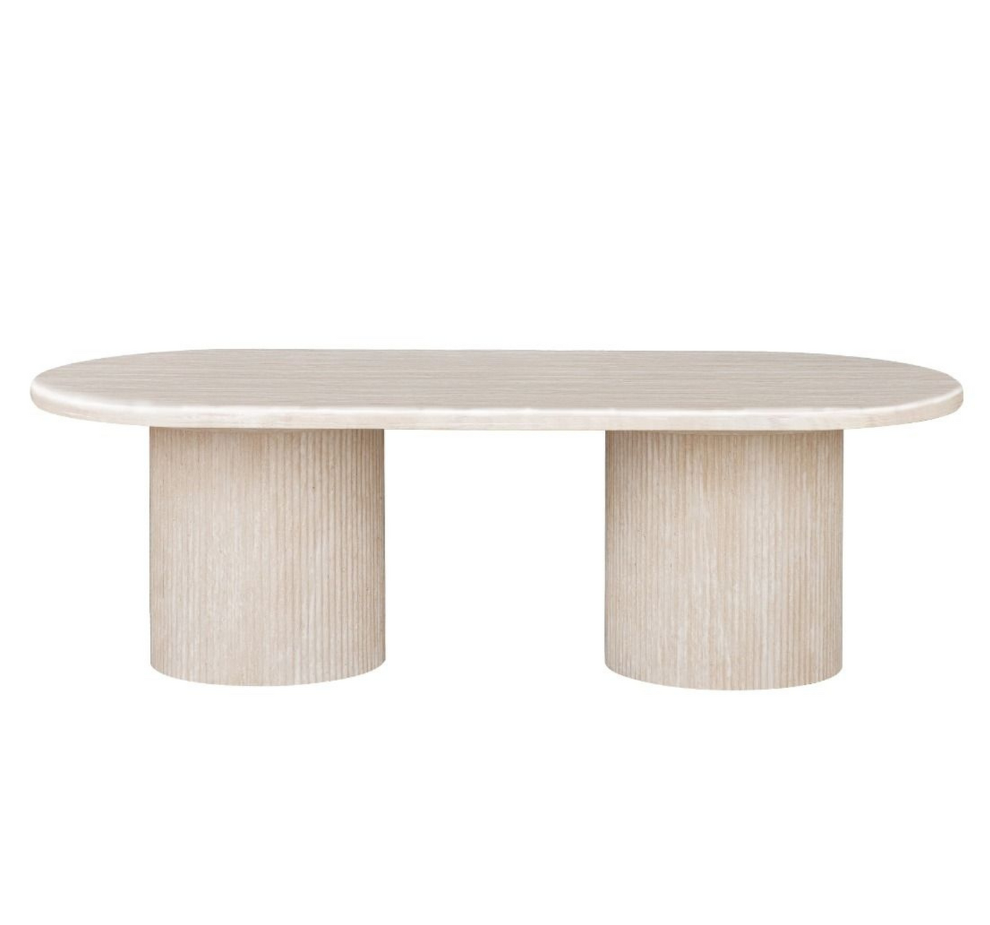 Moderner Couchtisch mit ovaler Travertin-Tischplatte – 130 x 70 x 45 cm