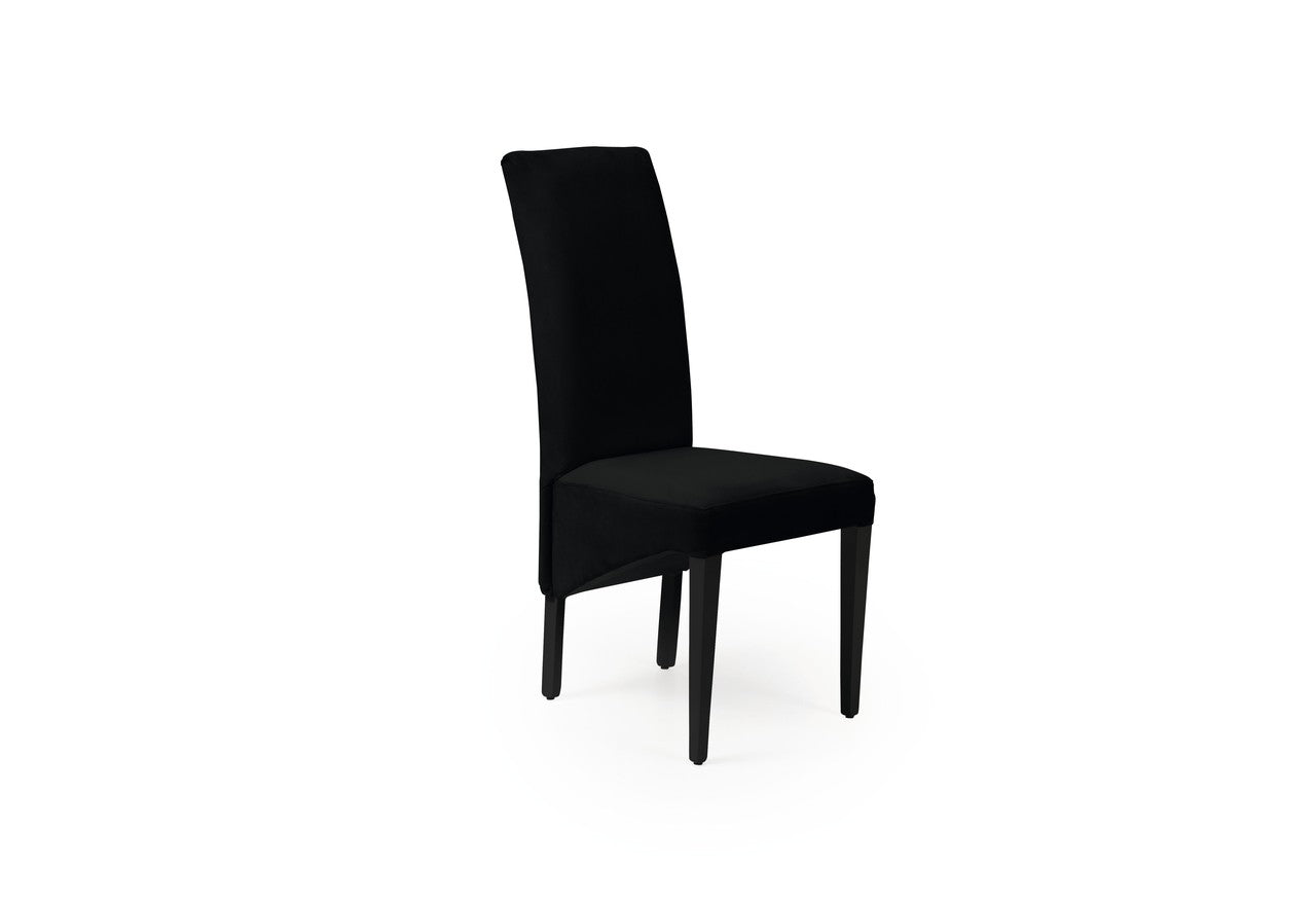 2er Set Esszimmerstühle Polsterstuhl RINAS mit Rückenlehne bis 120 kg belastbar Holzbeine schwarz Samt Chester Design