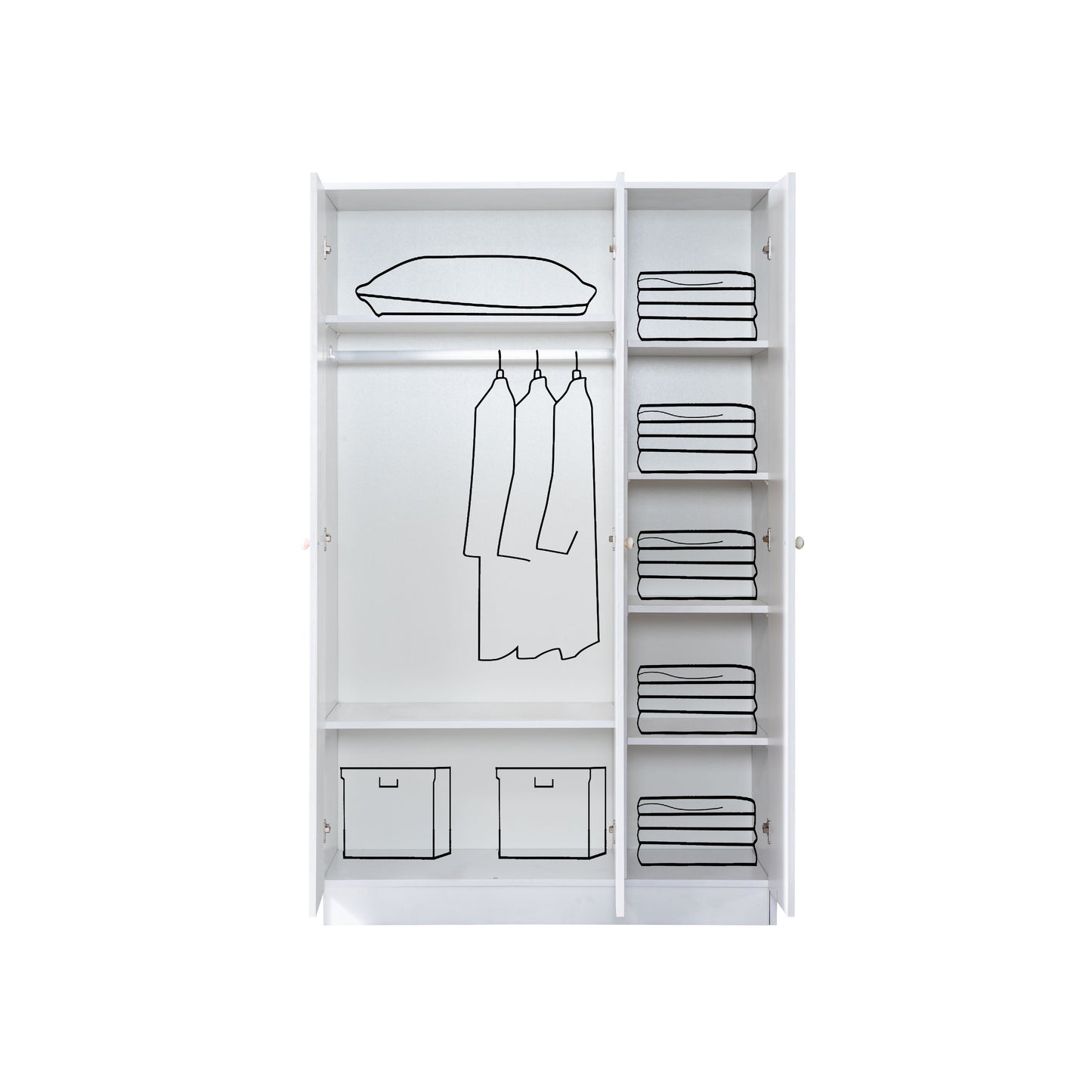 Kleiderschrank Drehtürschrank weiß TRIPO Set 3 Türen