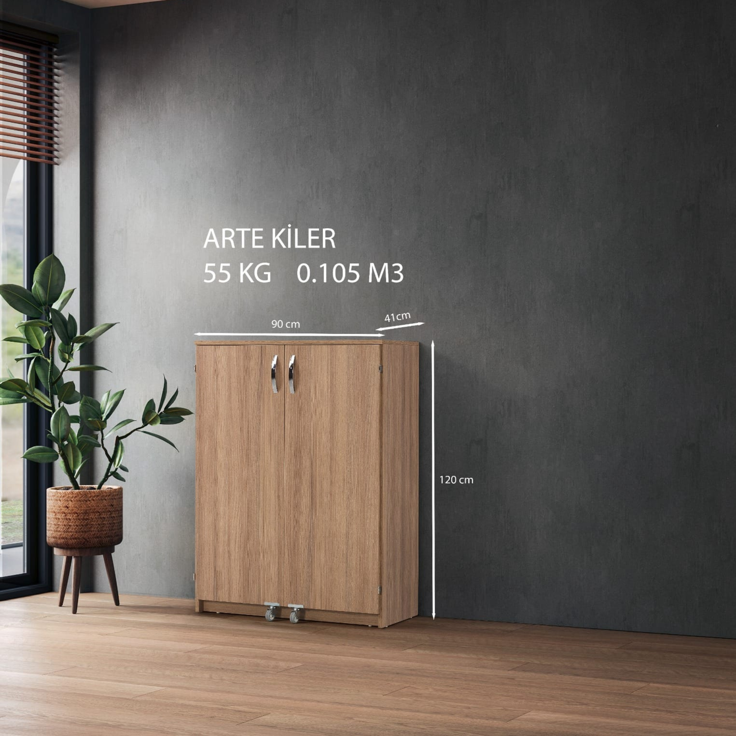 Vorratsschrank / Buffetschrank ARTE Braun 90x41x120 cm