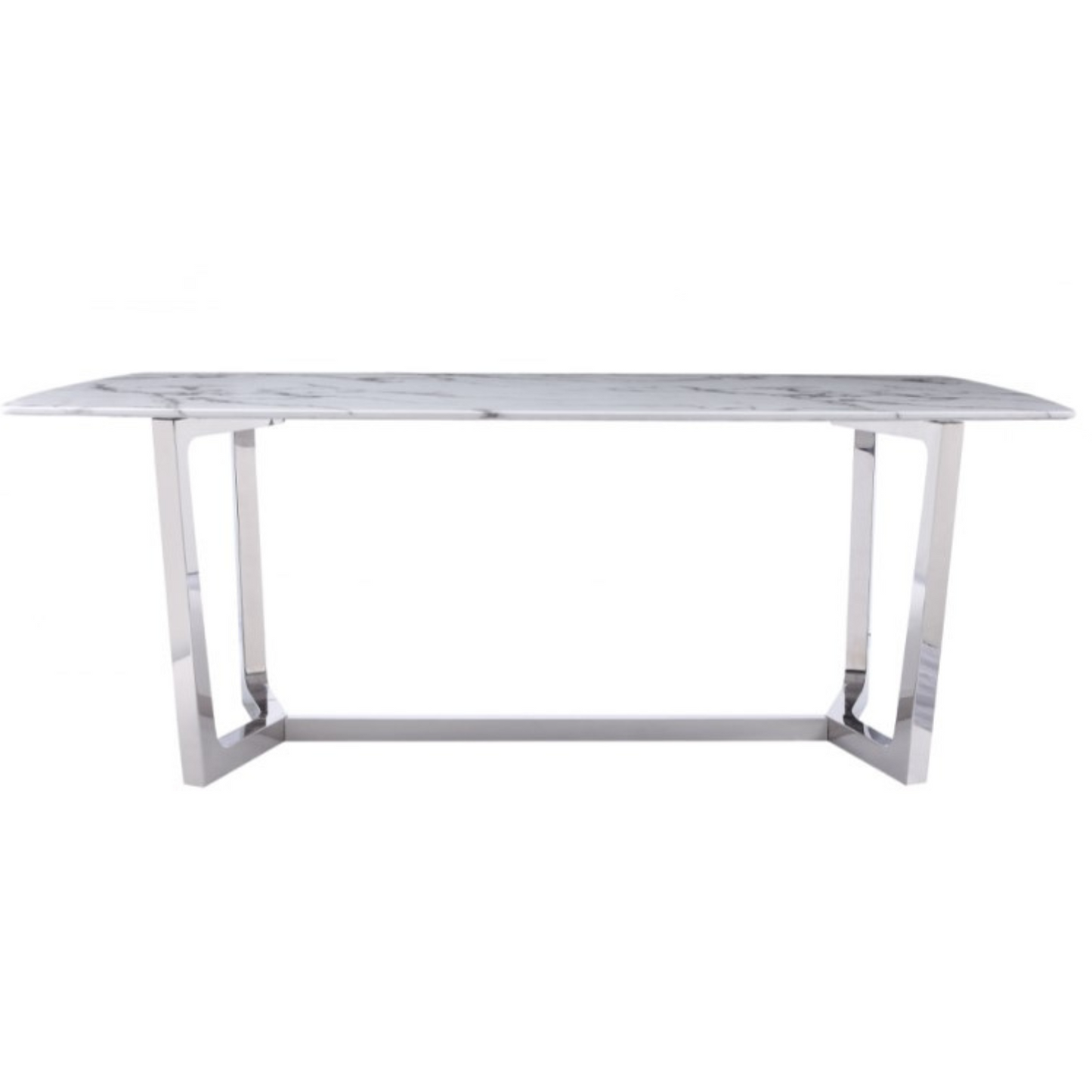 Moderner Esstisch in weißer Marmor-Optik mit Edelstahlbeinen – 180 x 90 x 76 cm